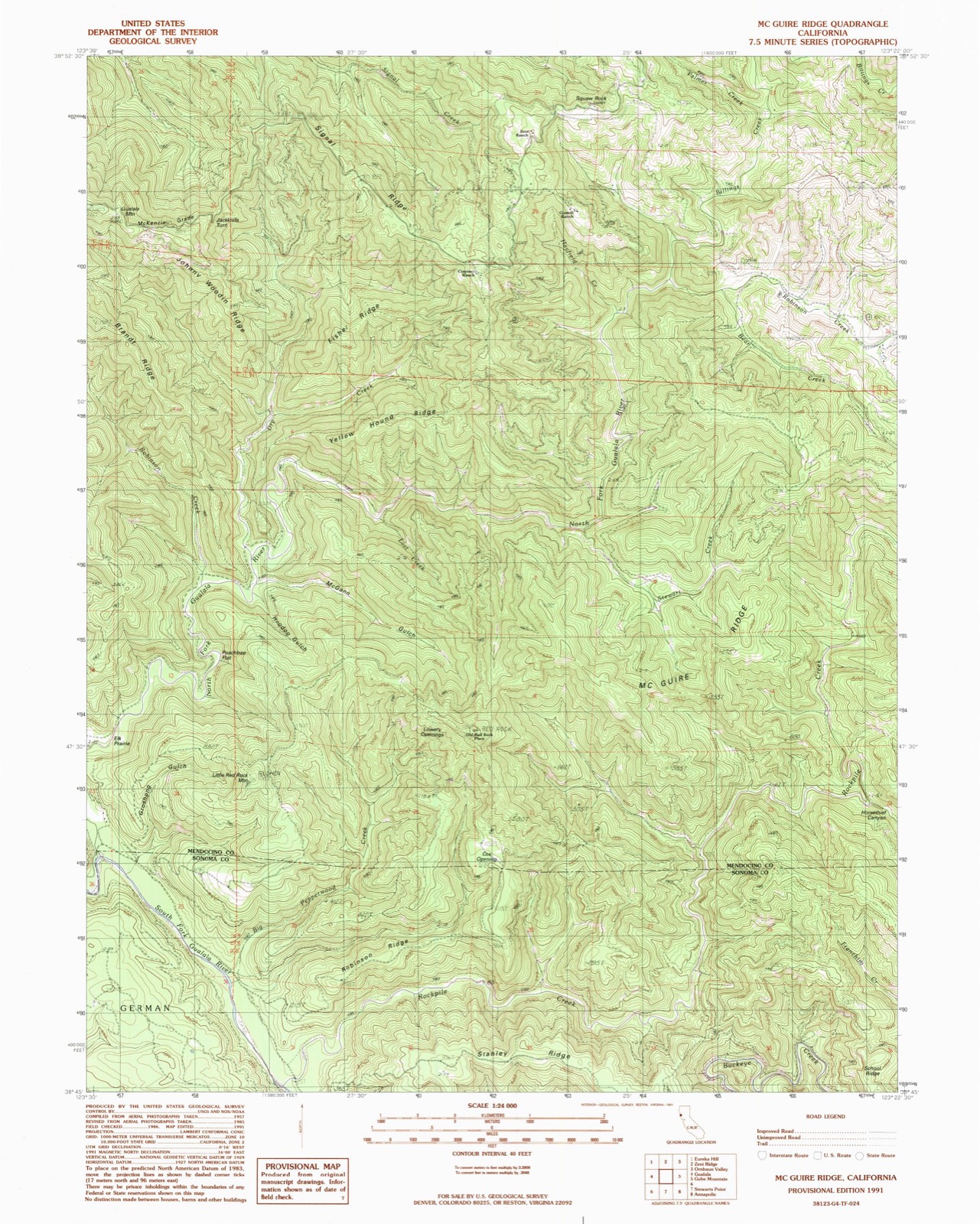 Topographic sheet of Old Red Rock Place, surveyed 1991