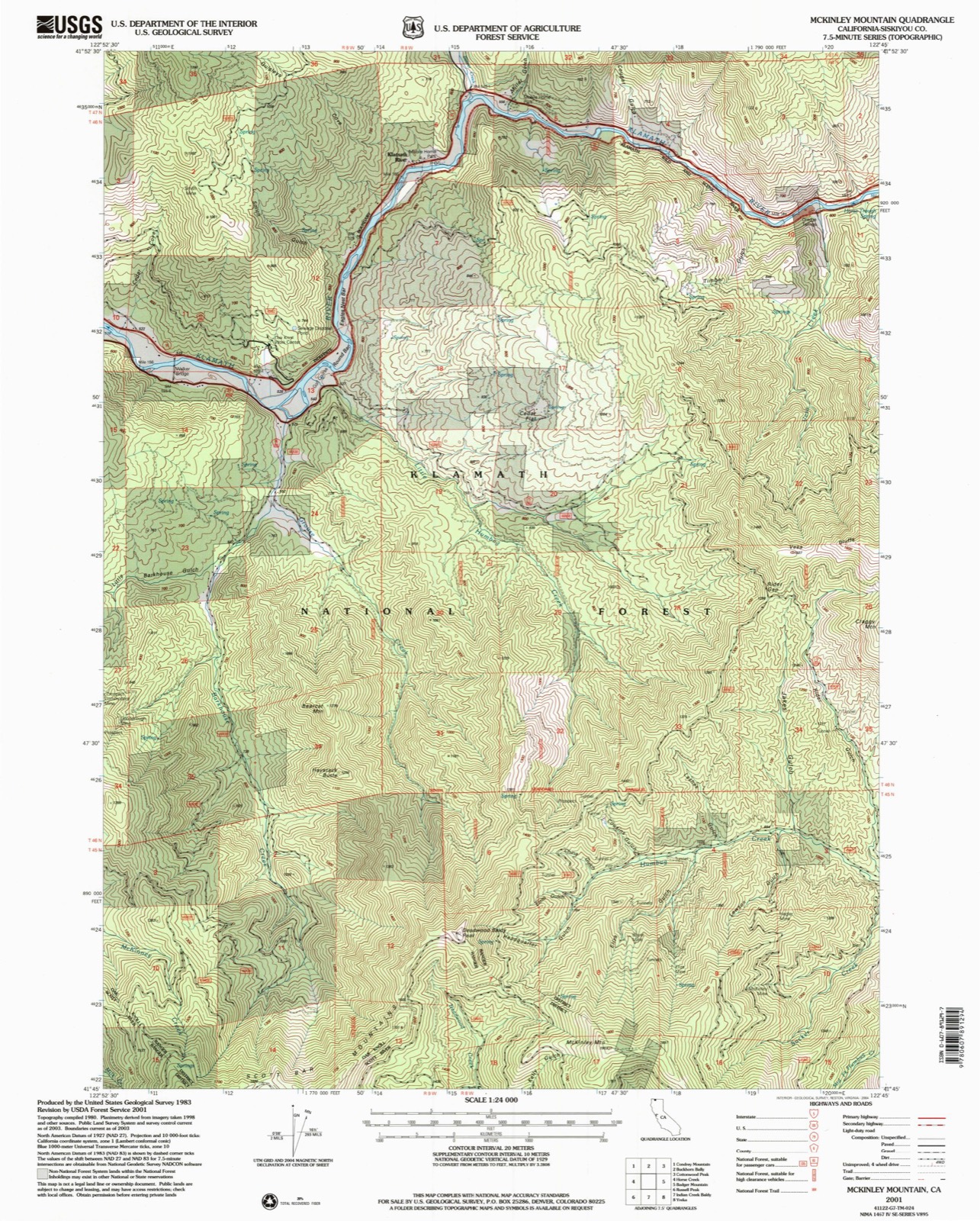Topographic sheet of Klamath River, surveyed 2001
