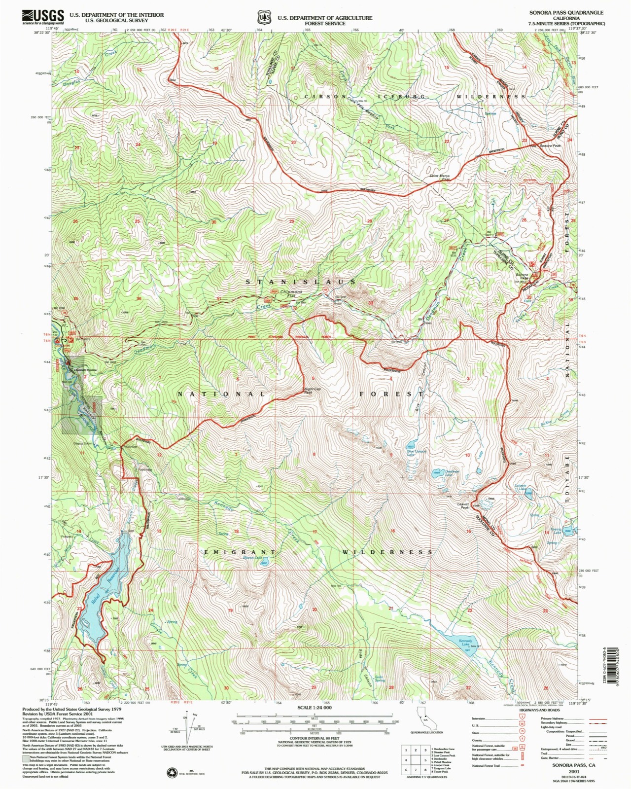 Topographic sheet of Kennedy Meadow, surveyed 2001