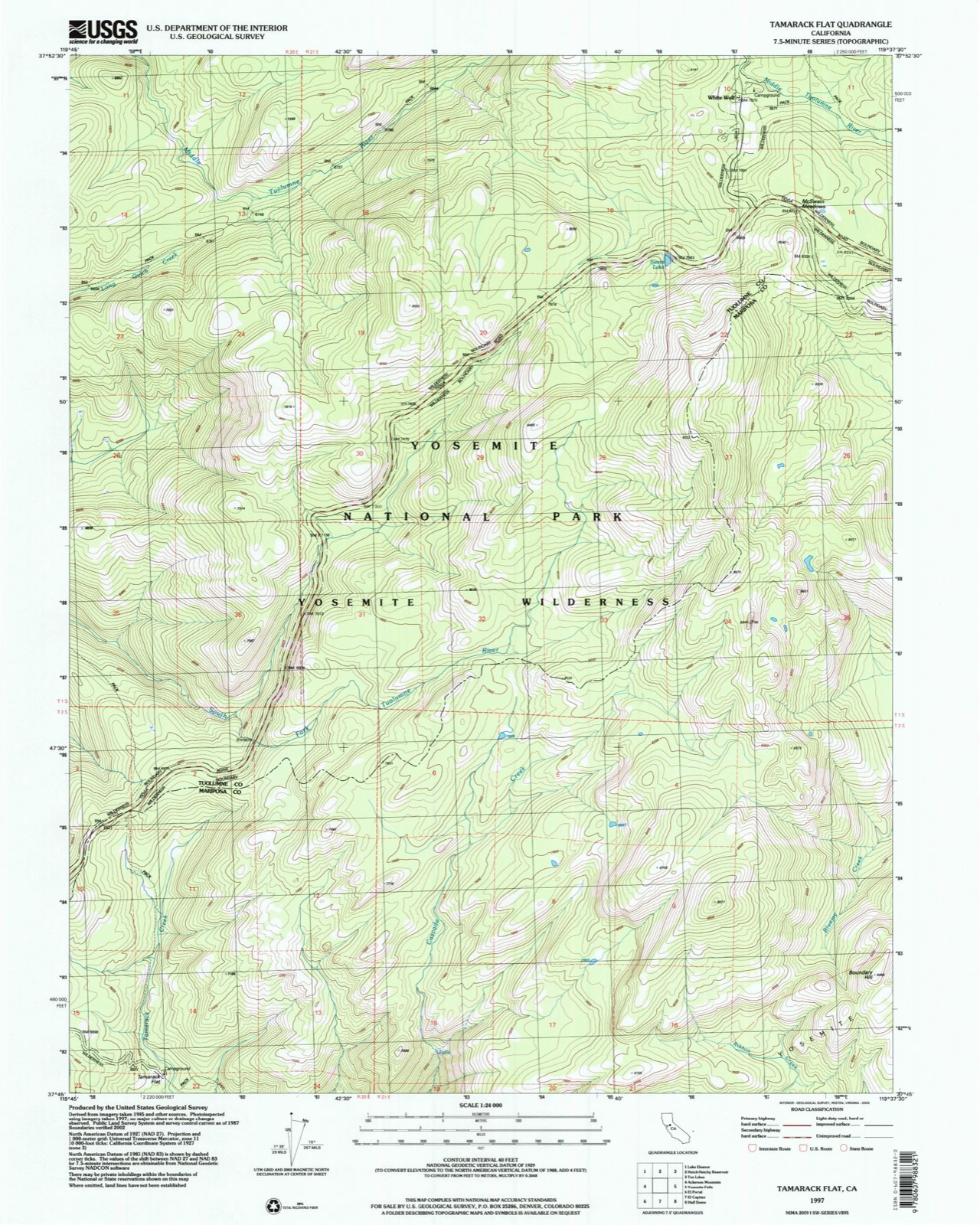 Topographic sheet covering Great Sierra Wagon Road, surveyed 1997