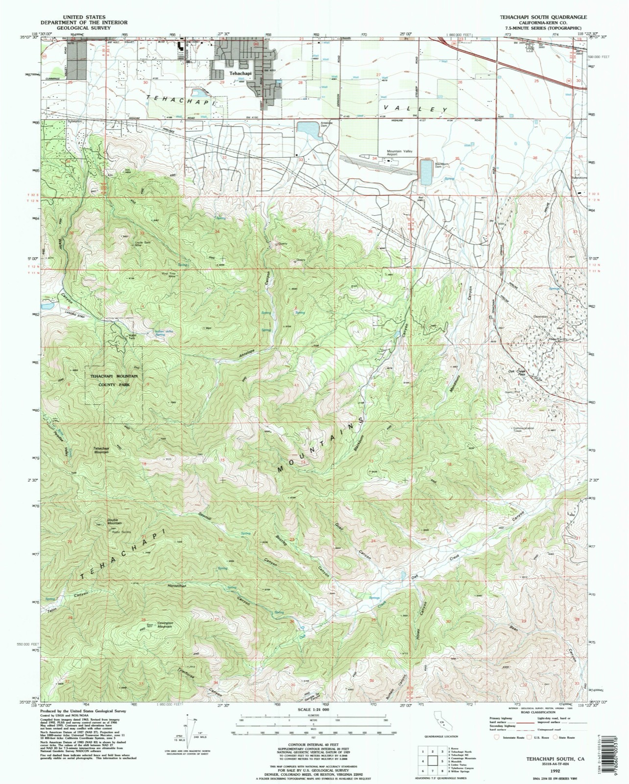 Topographic sheet of Mountain Meadows, surveyed 1992