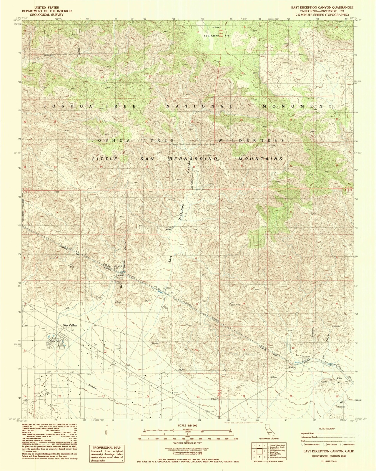 Topographic sheet of Sky Valley, surveyed 1988