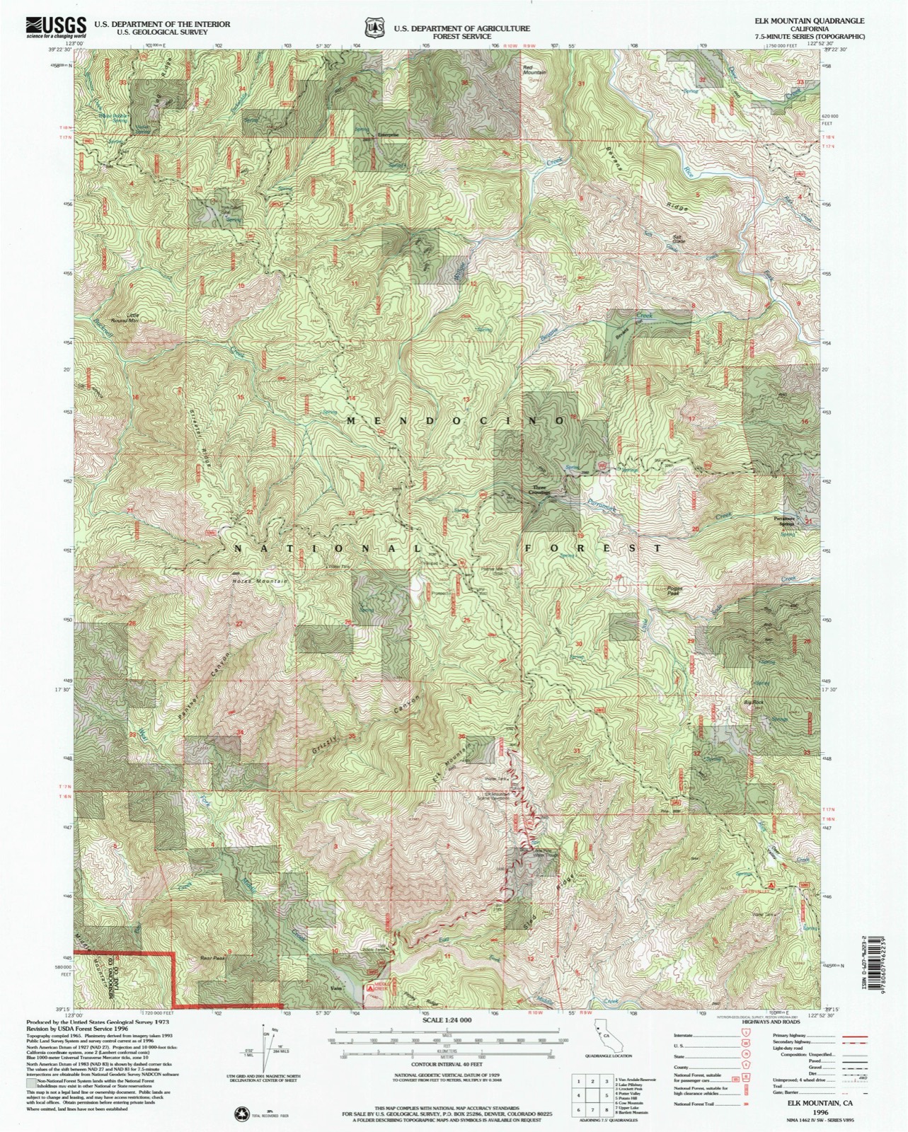 Topographic sheet of Three Crossing, surveyed 1996