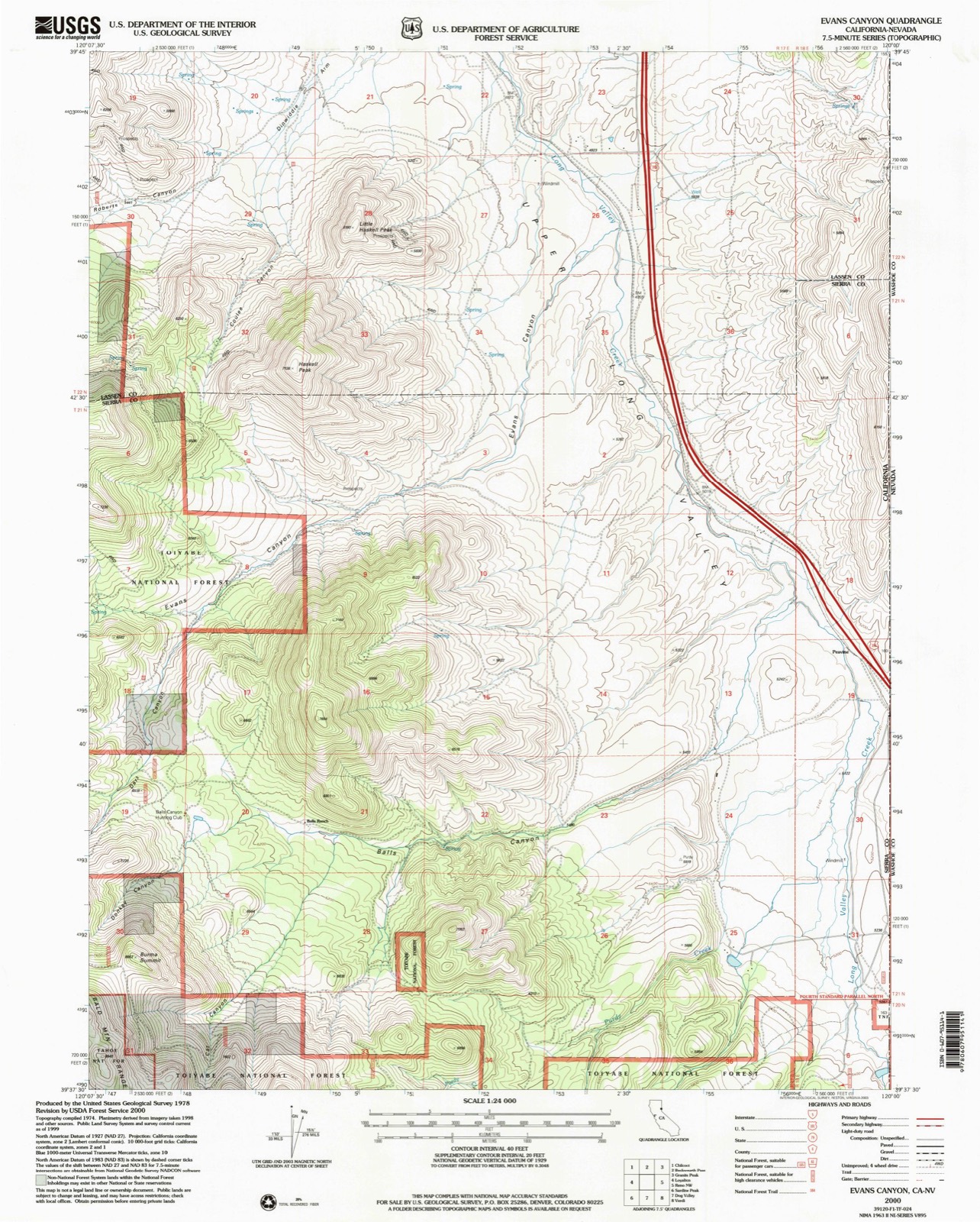 Topographic sheet of Antelope (historical), surveyed 2000