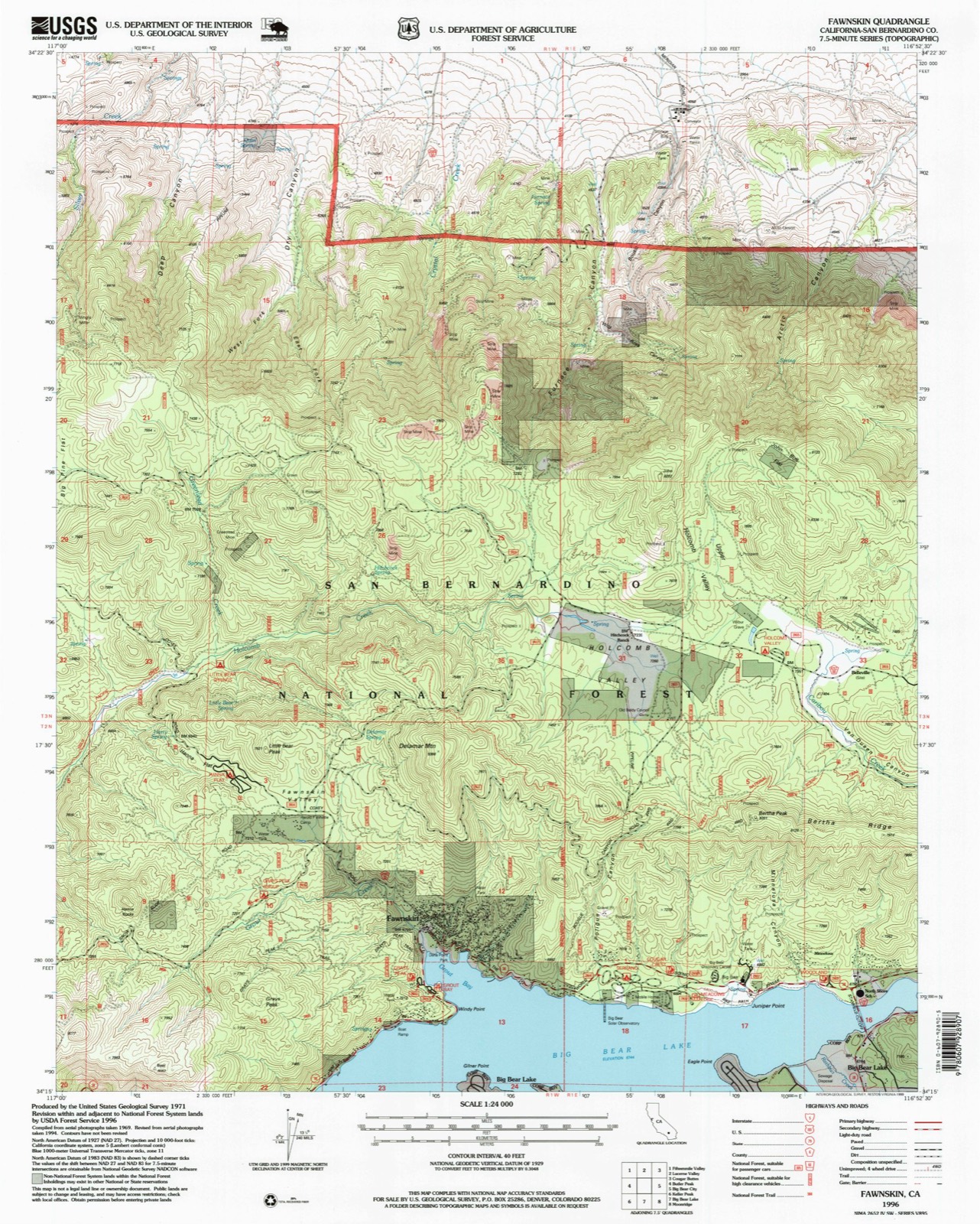 Topographic sheet of Fawnskin, surveyed 1996