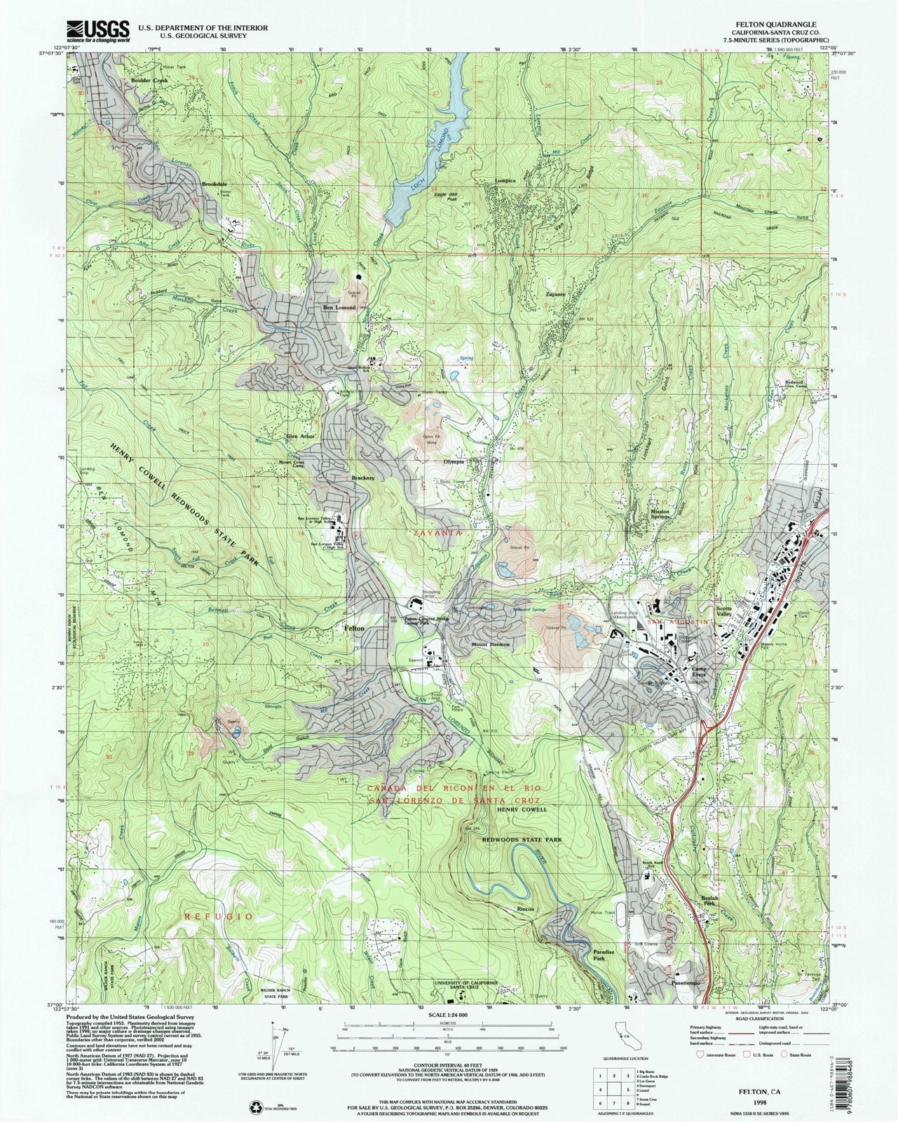 Topographic sheet of Paradise Park, surveyed 1998