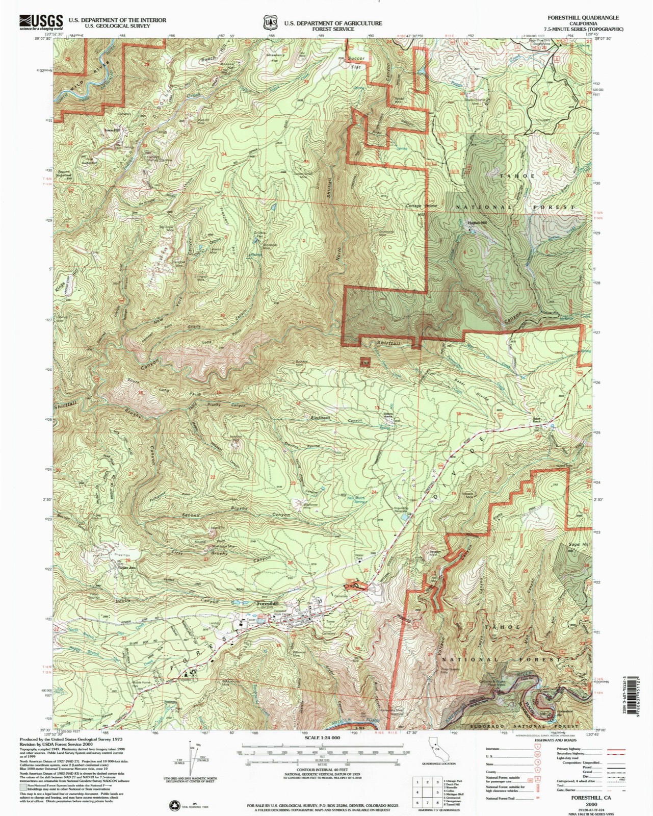 Topographic sheet of Four Acres, surveyed 2000