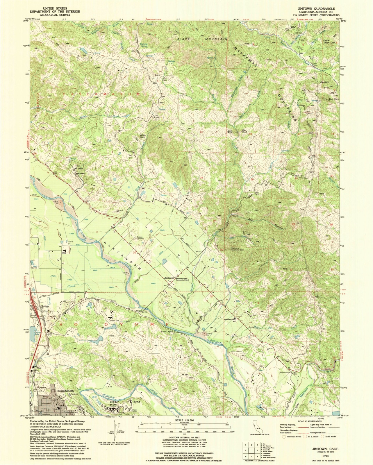 Topographic sheet of Jimtown, surveyed 1993