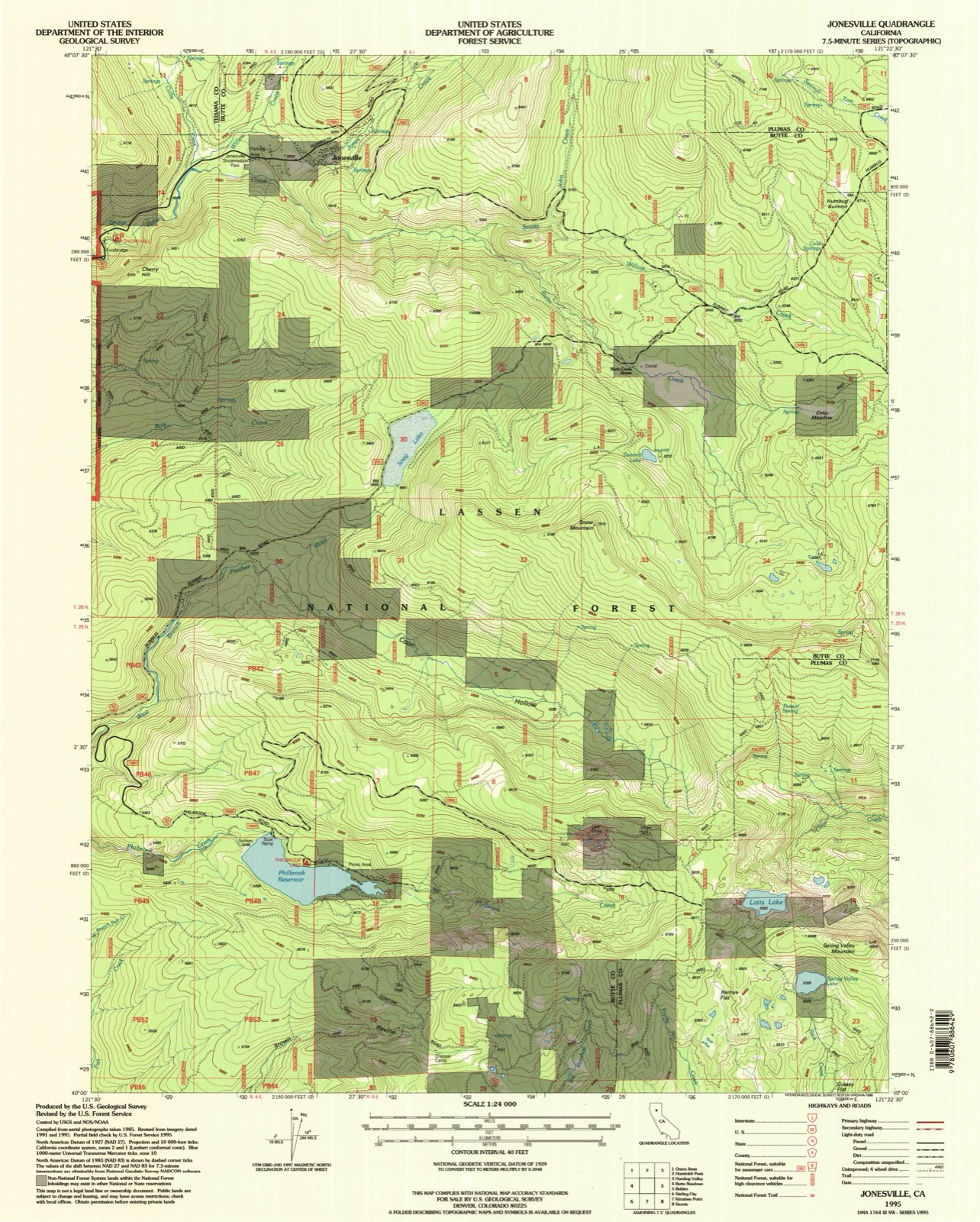 Topographic sheet of Jonesville, surveyed 1995