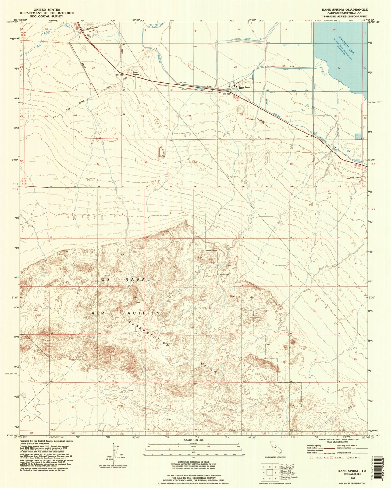Topographic sheet of Kane Spring, surveyed 1992