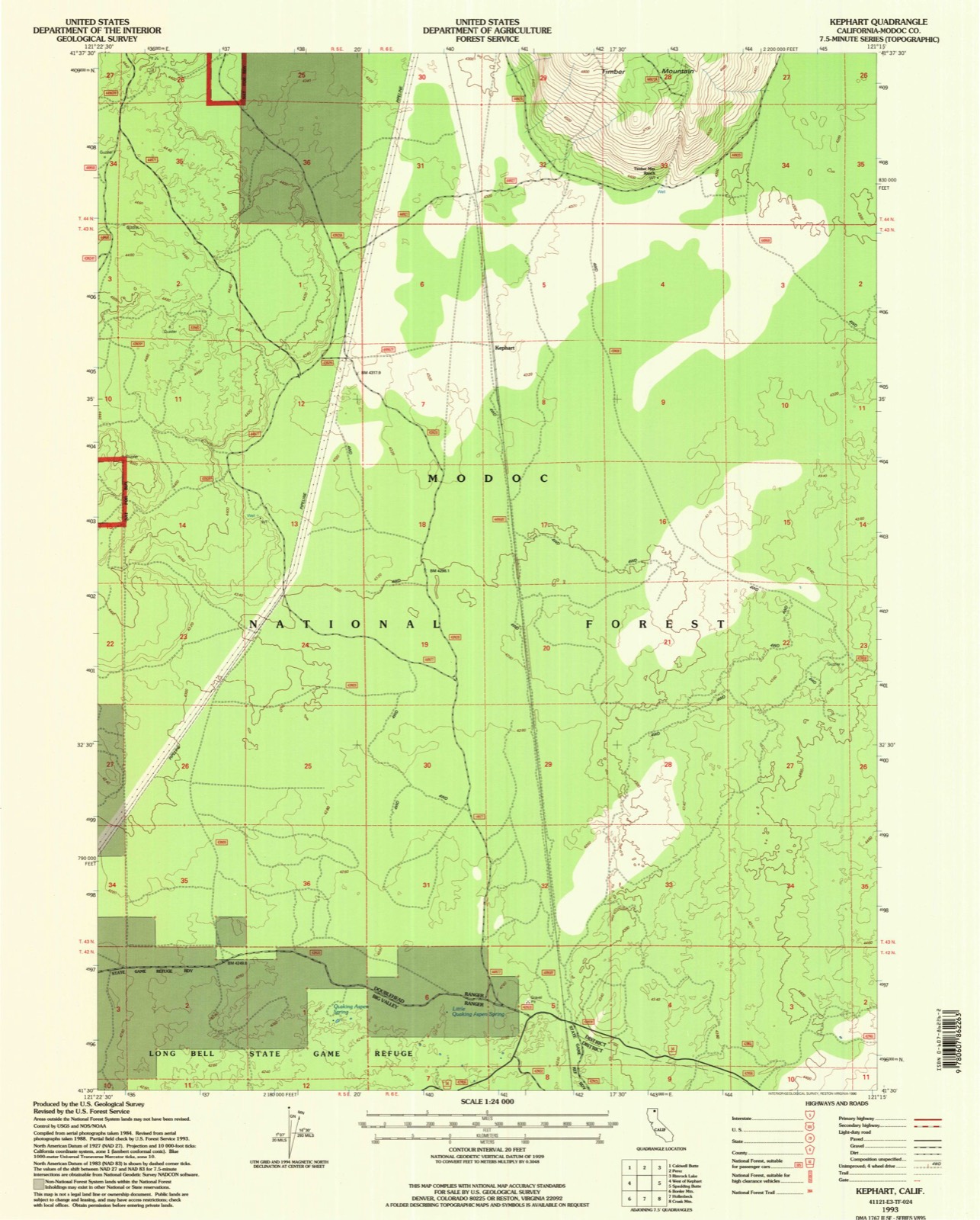 Topographic sheet of Kephart, surveyed 1993