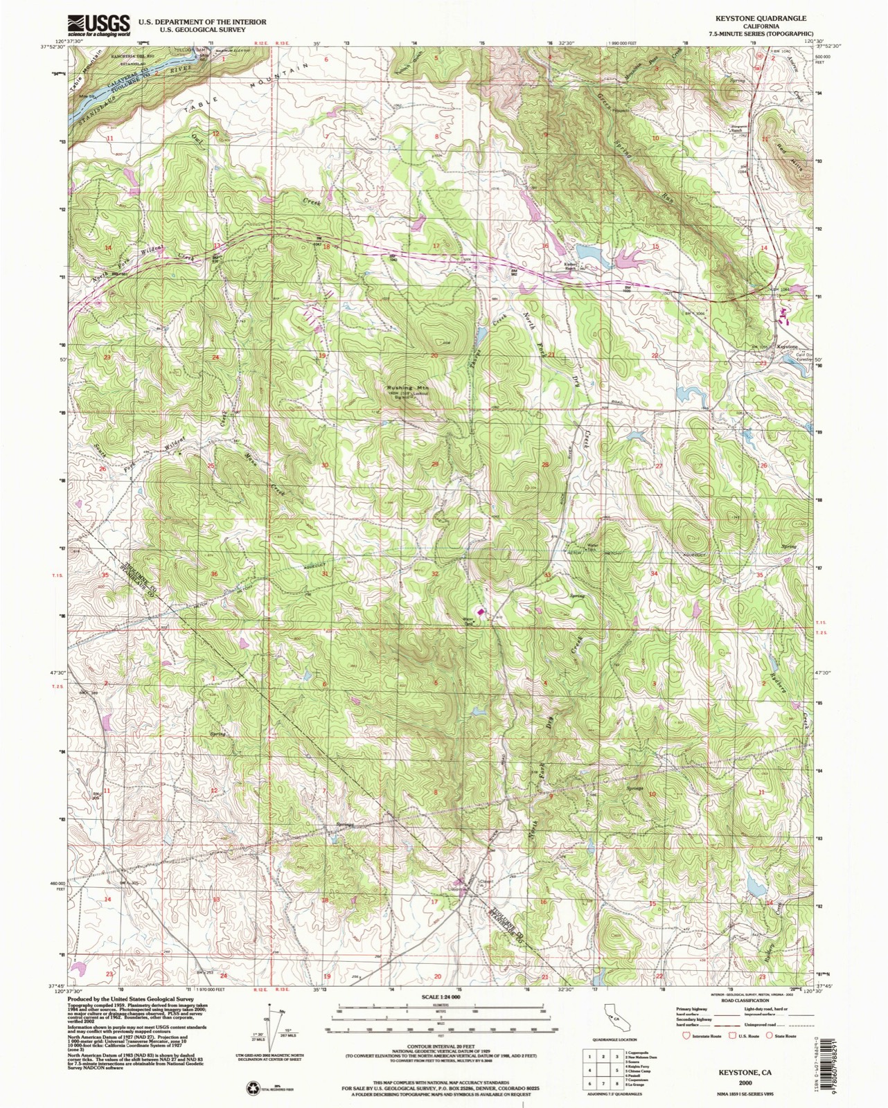 Topographic sheet of Keystone, surveyed 2000