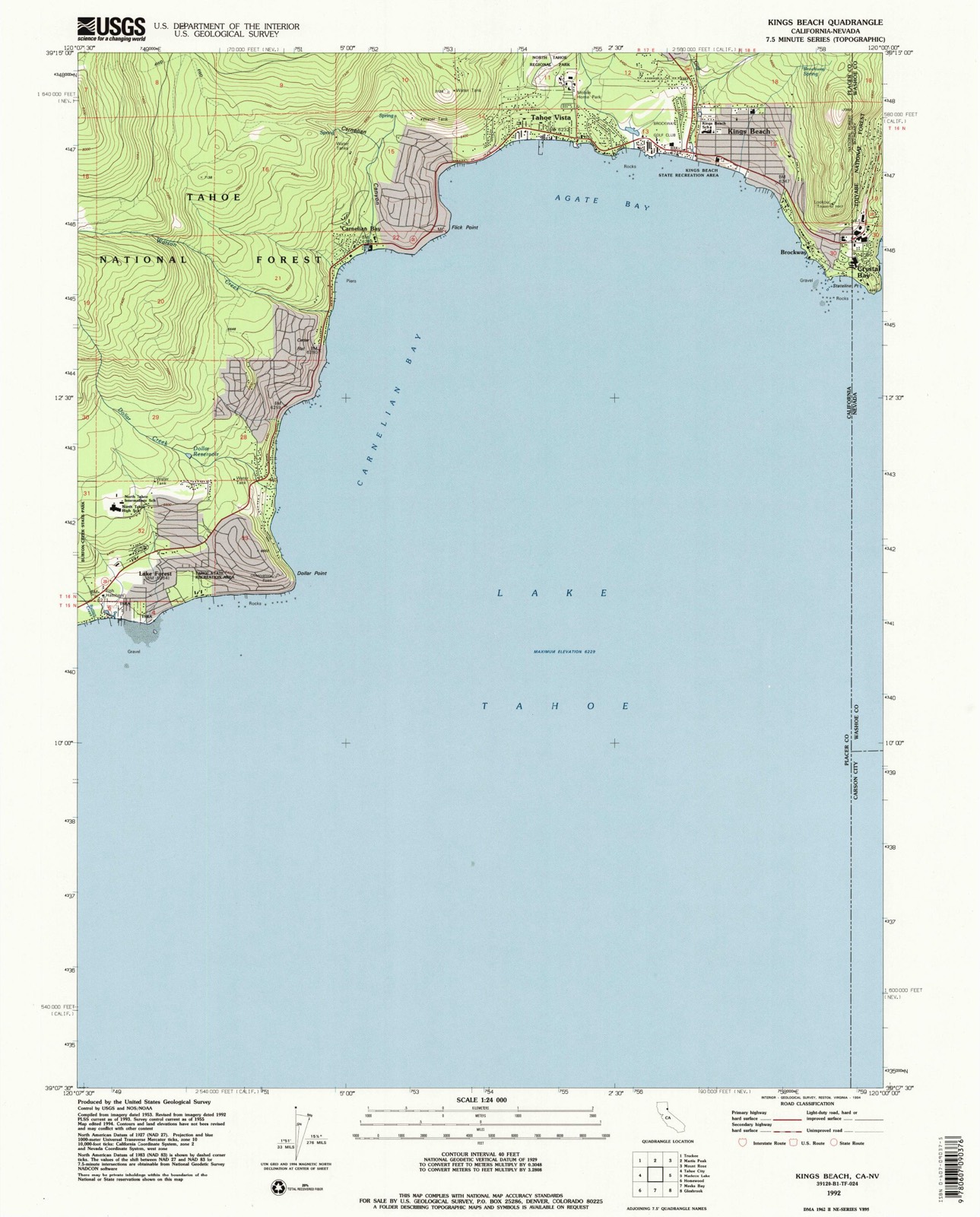 Topographic sheet of Lake Forest, surveyed 1992