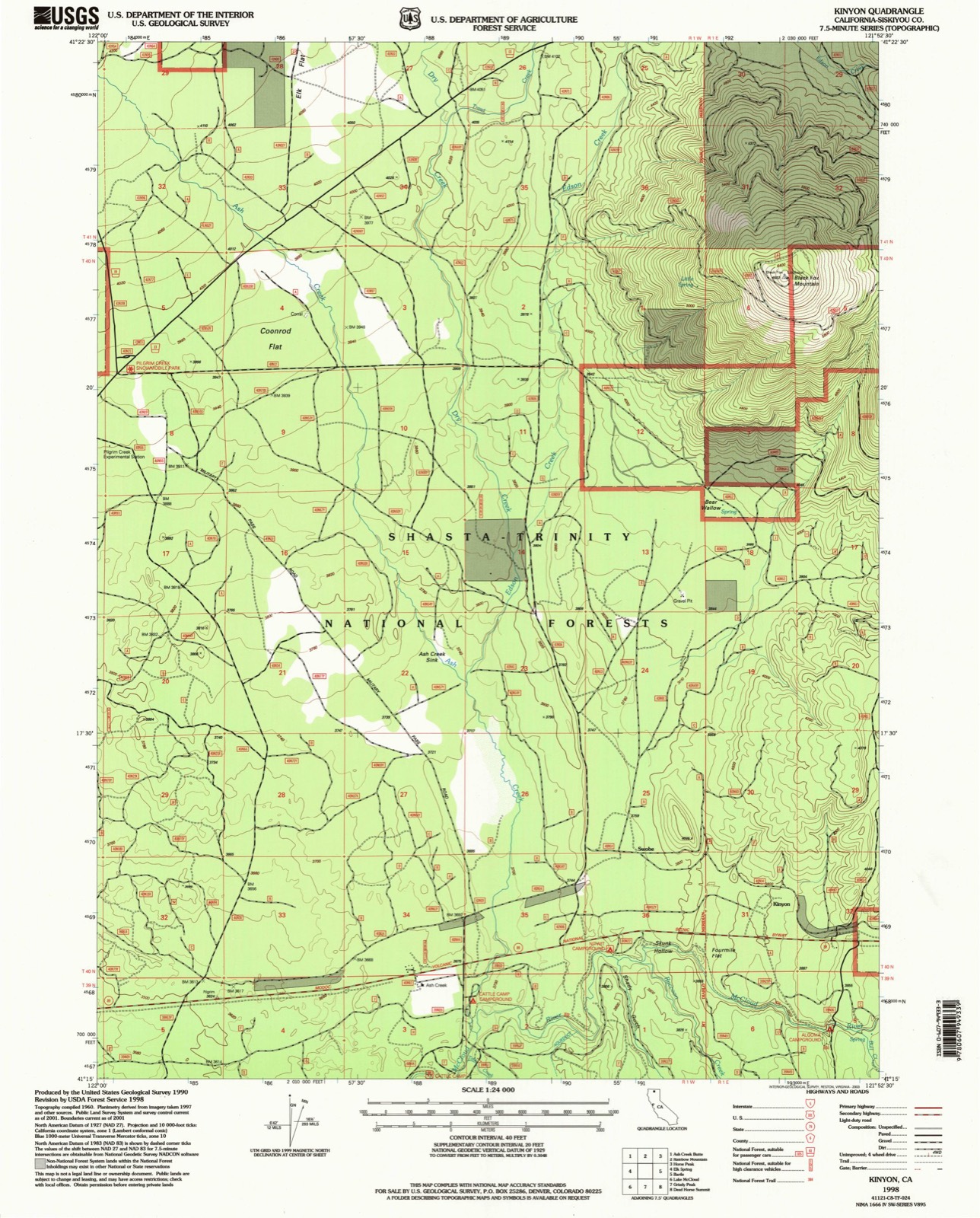 Topographic sheet of Kinyon, surveyed 1998