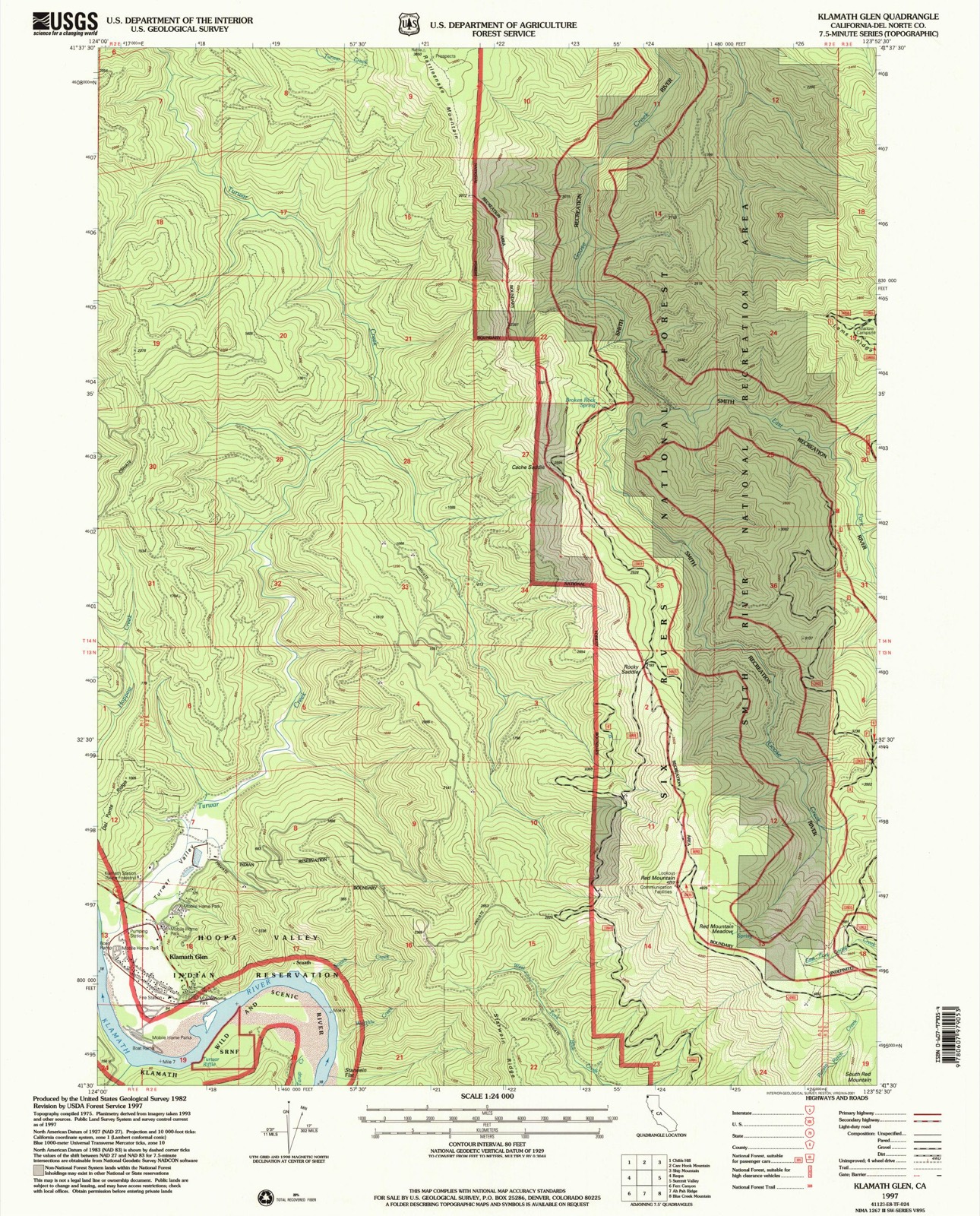 Topographic sheet of Klamath Glen, surveyed 1997