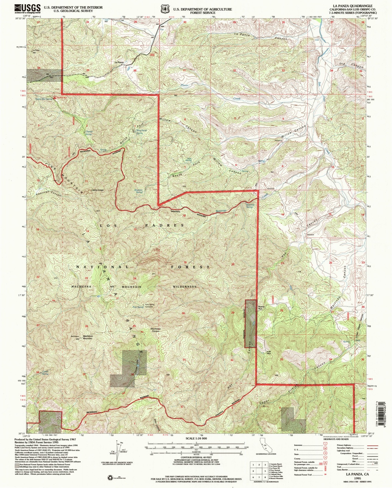 Topographic sheet of La Panza, surveyed 1995
