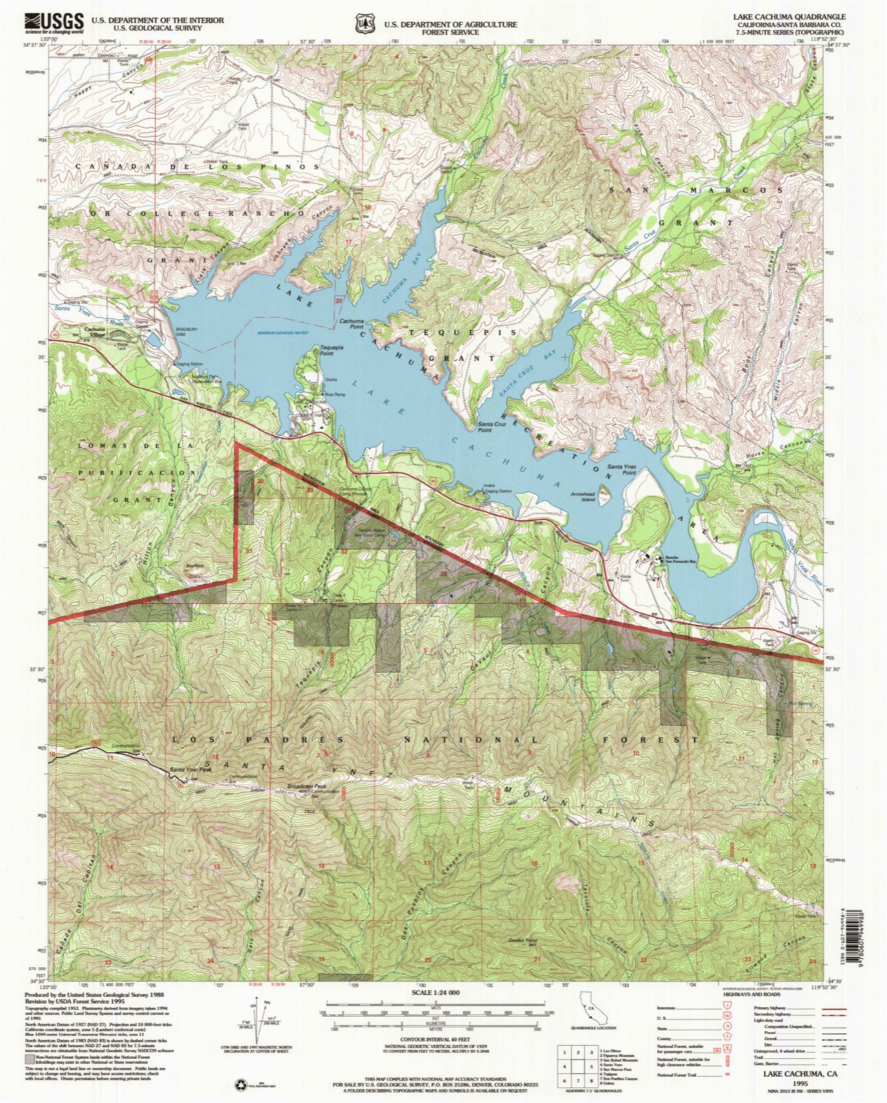 Topographic sheet of Cachuma Village, surveyed 1995