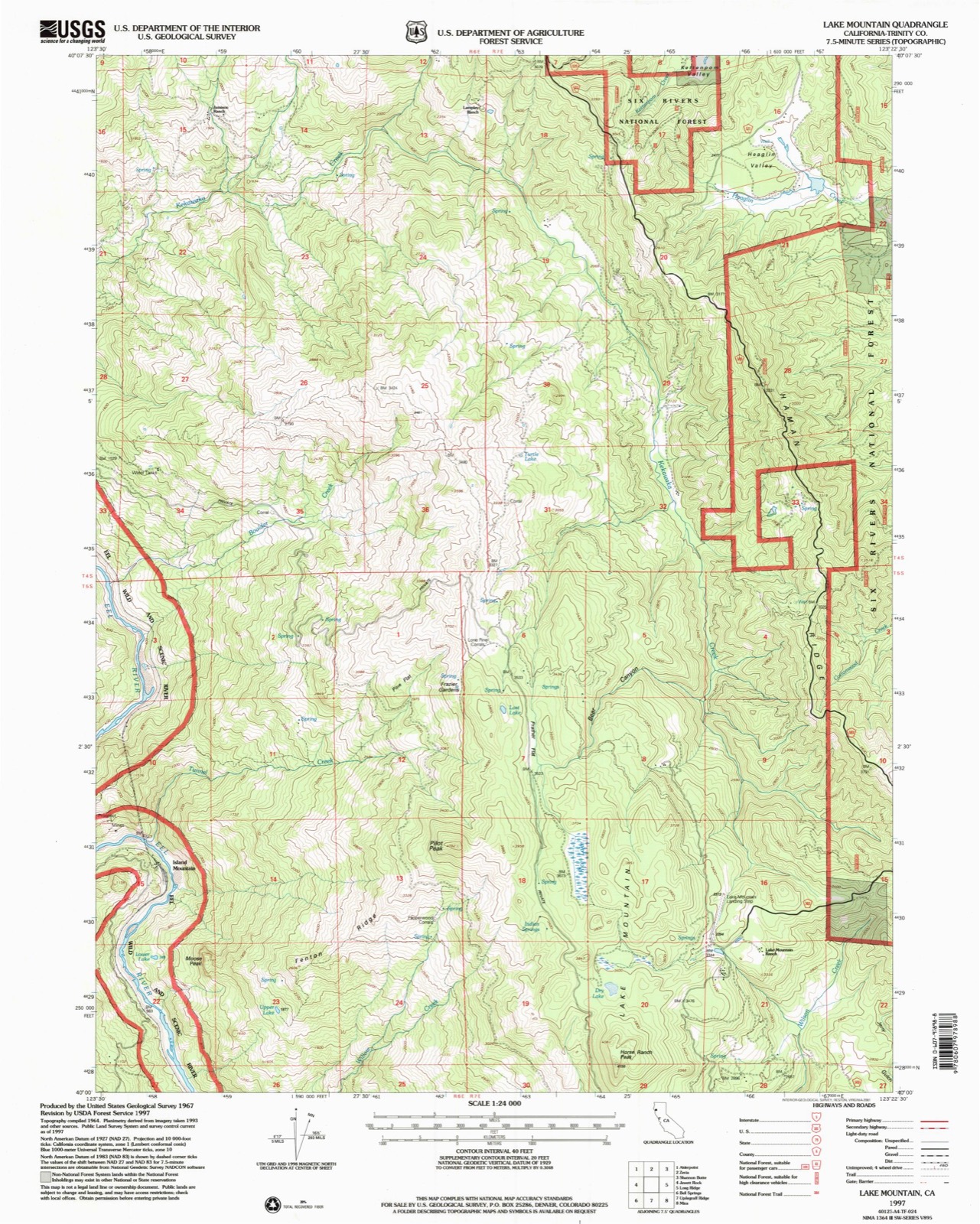 Topographic sheet of Island Mountain, surveyed 1997