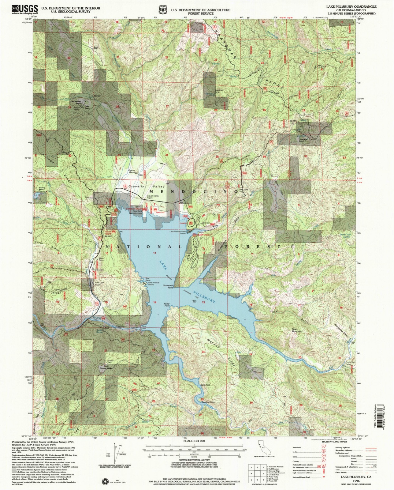 Topographic sheet of Rice Fork Summer Homes, surveyed 1996