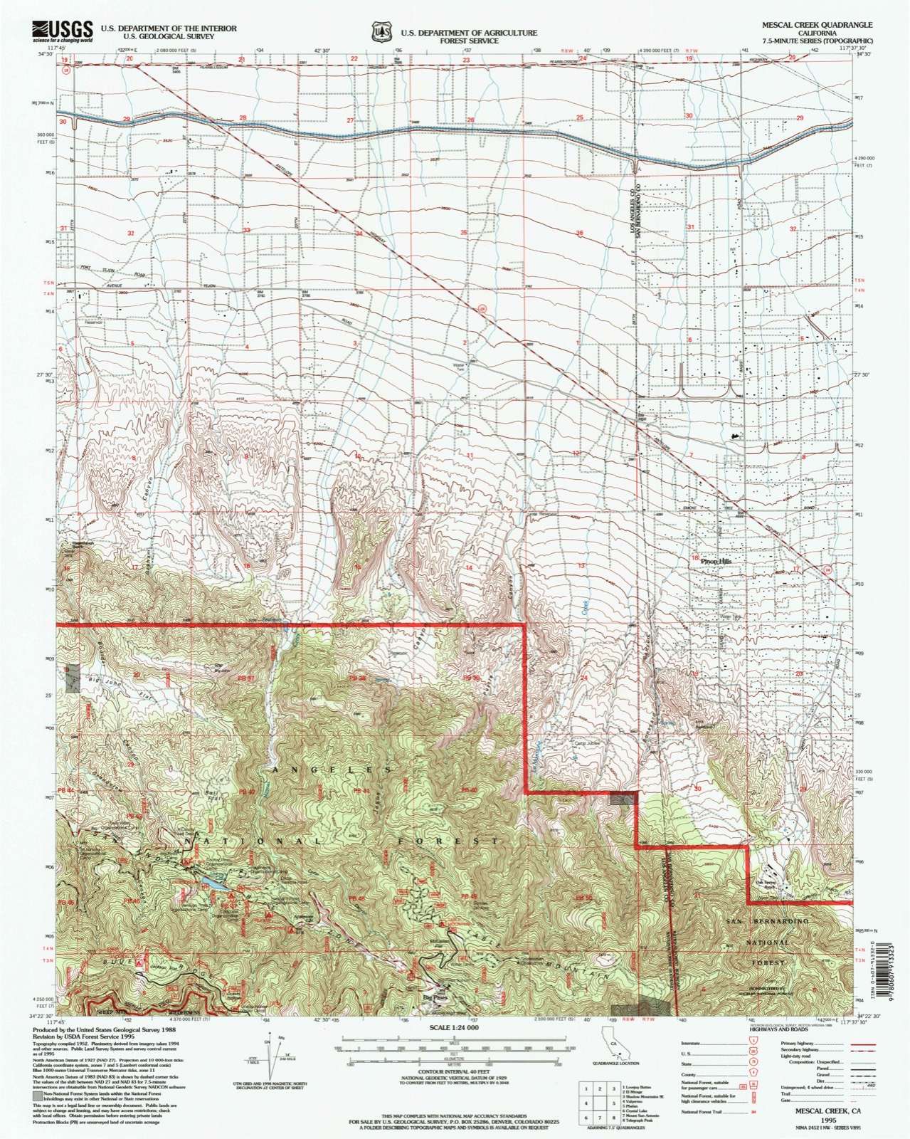 Topographic sheet of Big Pines, surveyed 1995