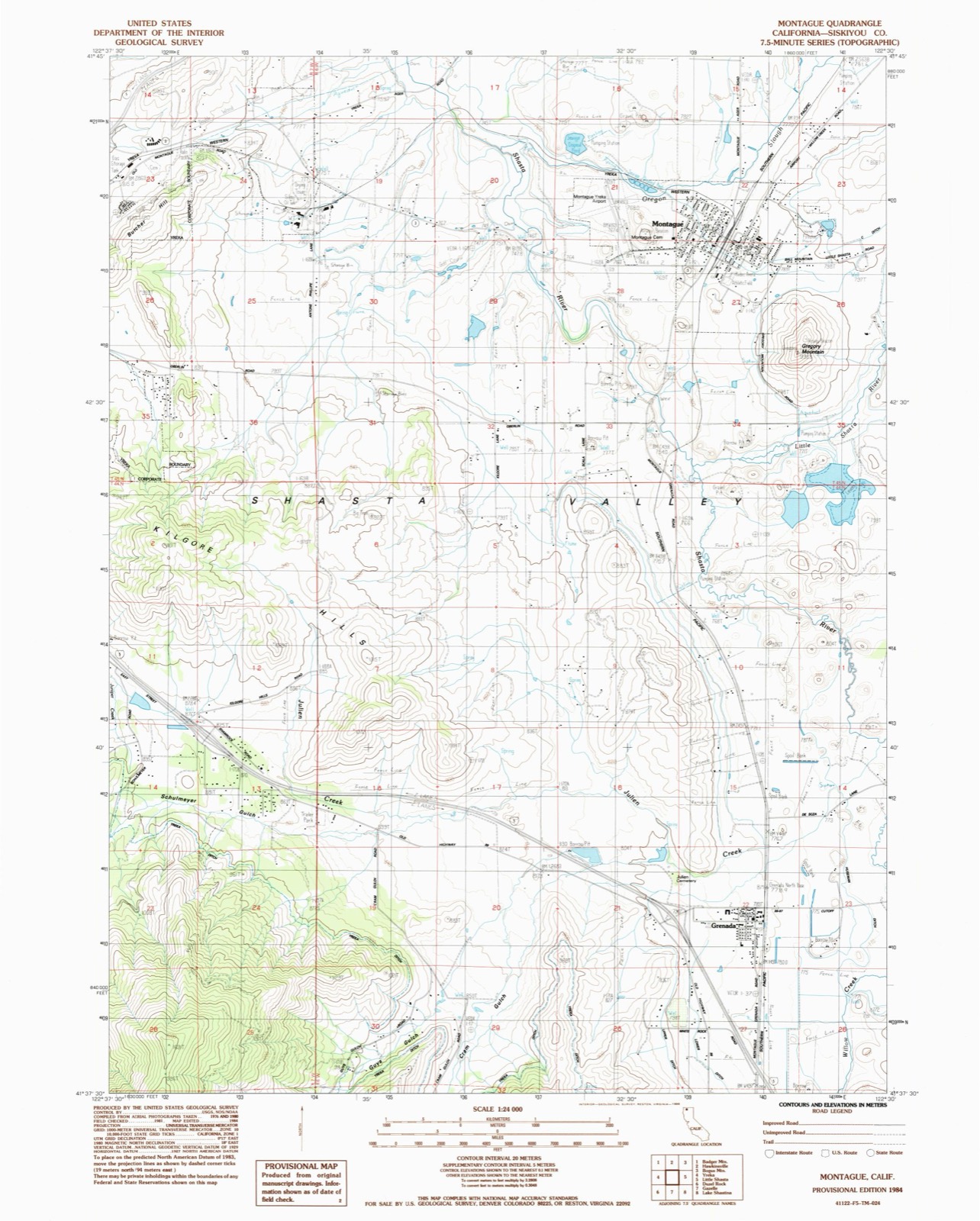 Topographic sheet of Montague, surveyed 1984