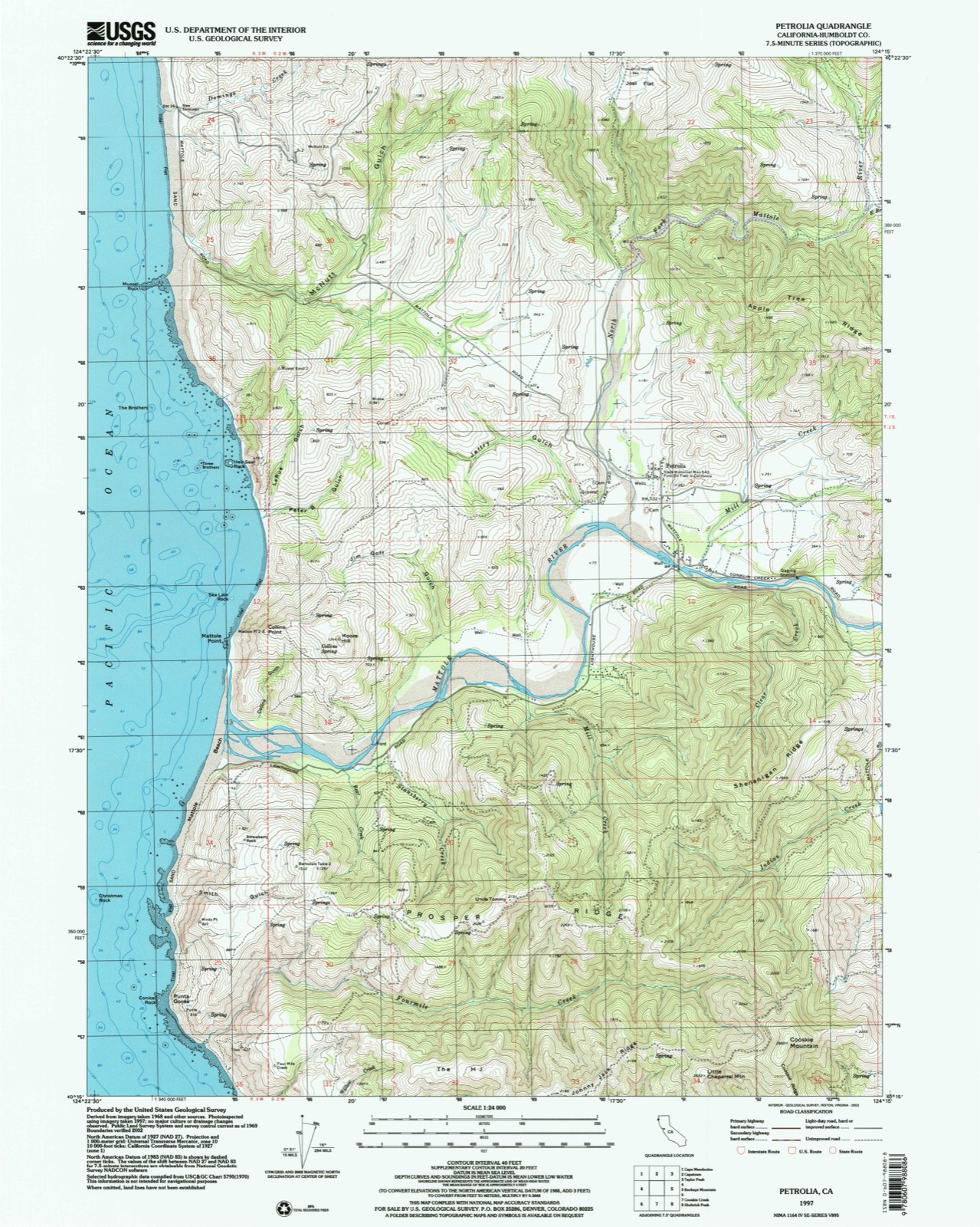 Topographic sheet of Petrolia, surveyed 1997