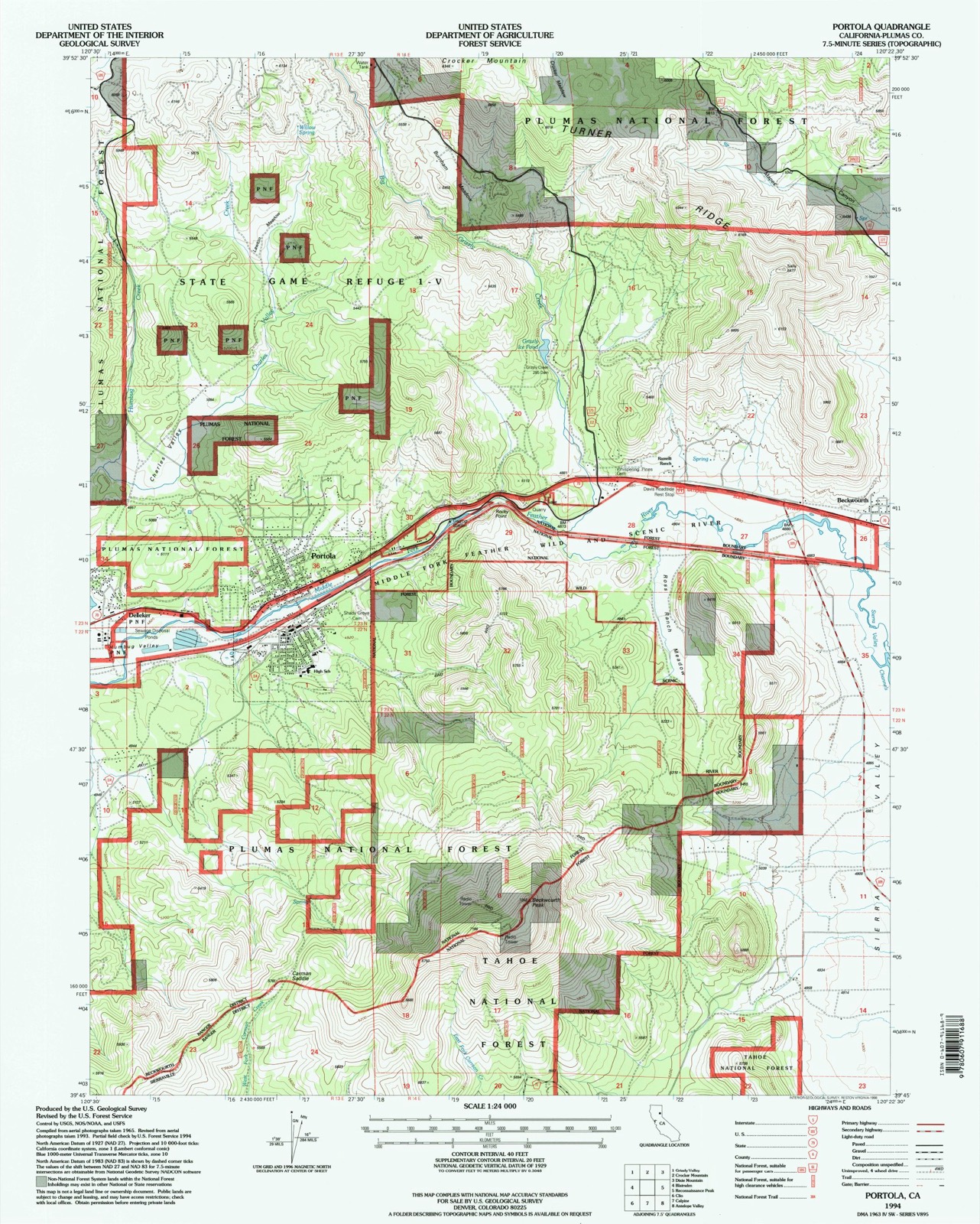 Topographic sheet of Lake Davis, surveyed 1994