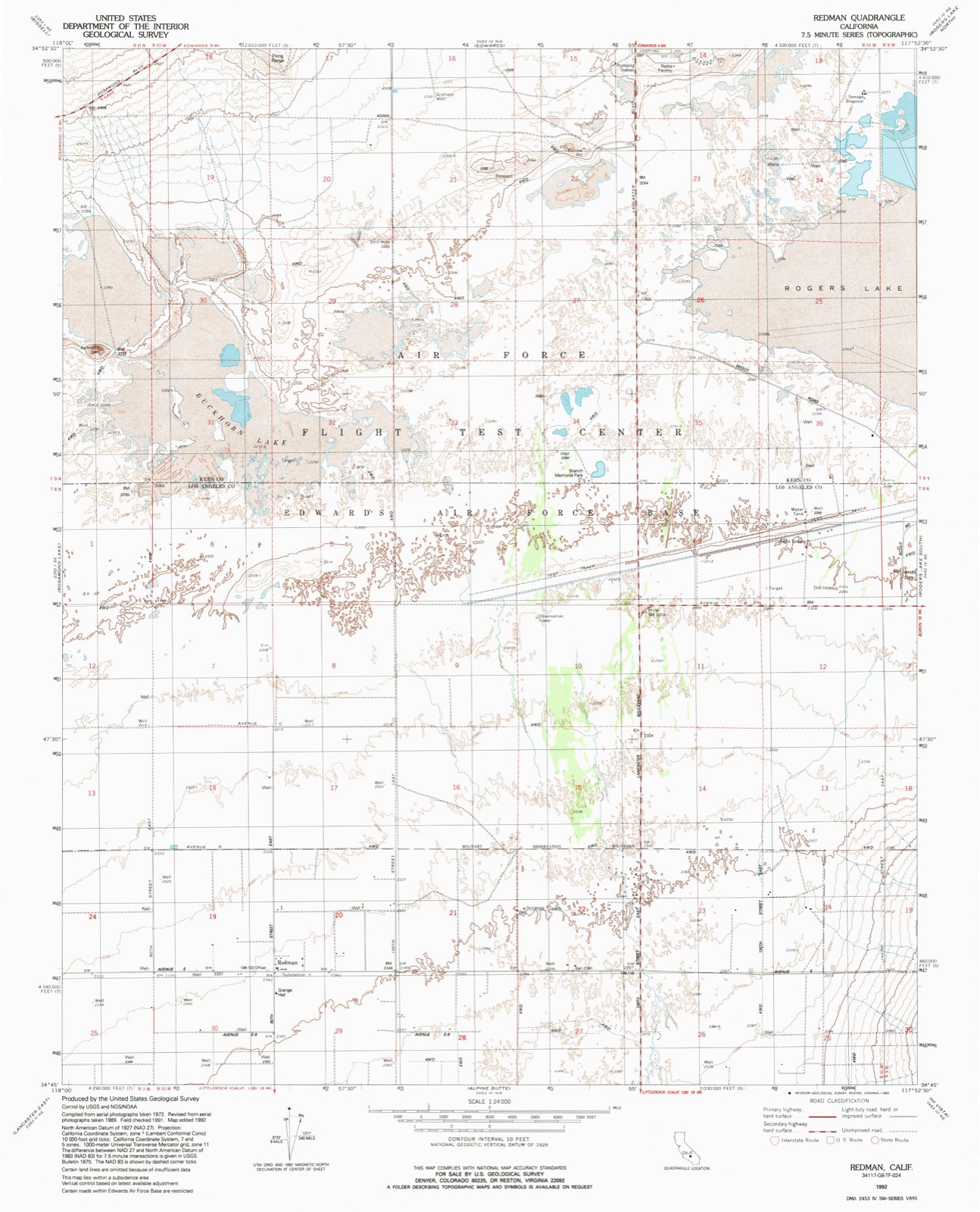 Topographic sheet of Redman, surveyed 1992