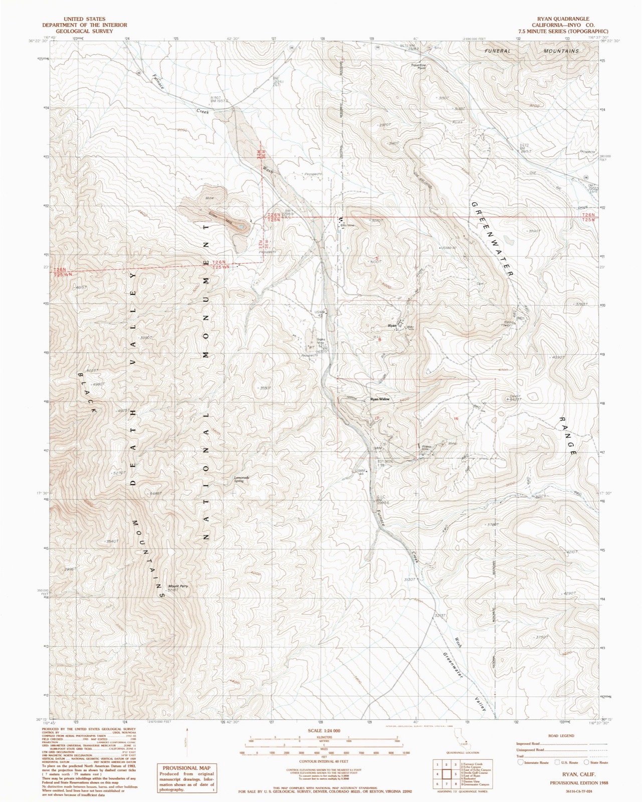 Topographic sheet of Ryan, surveyed 1988