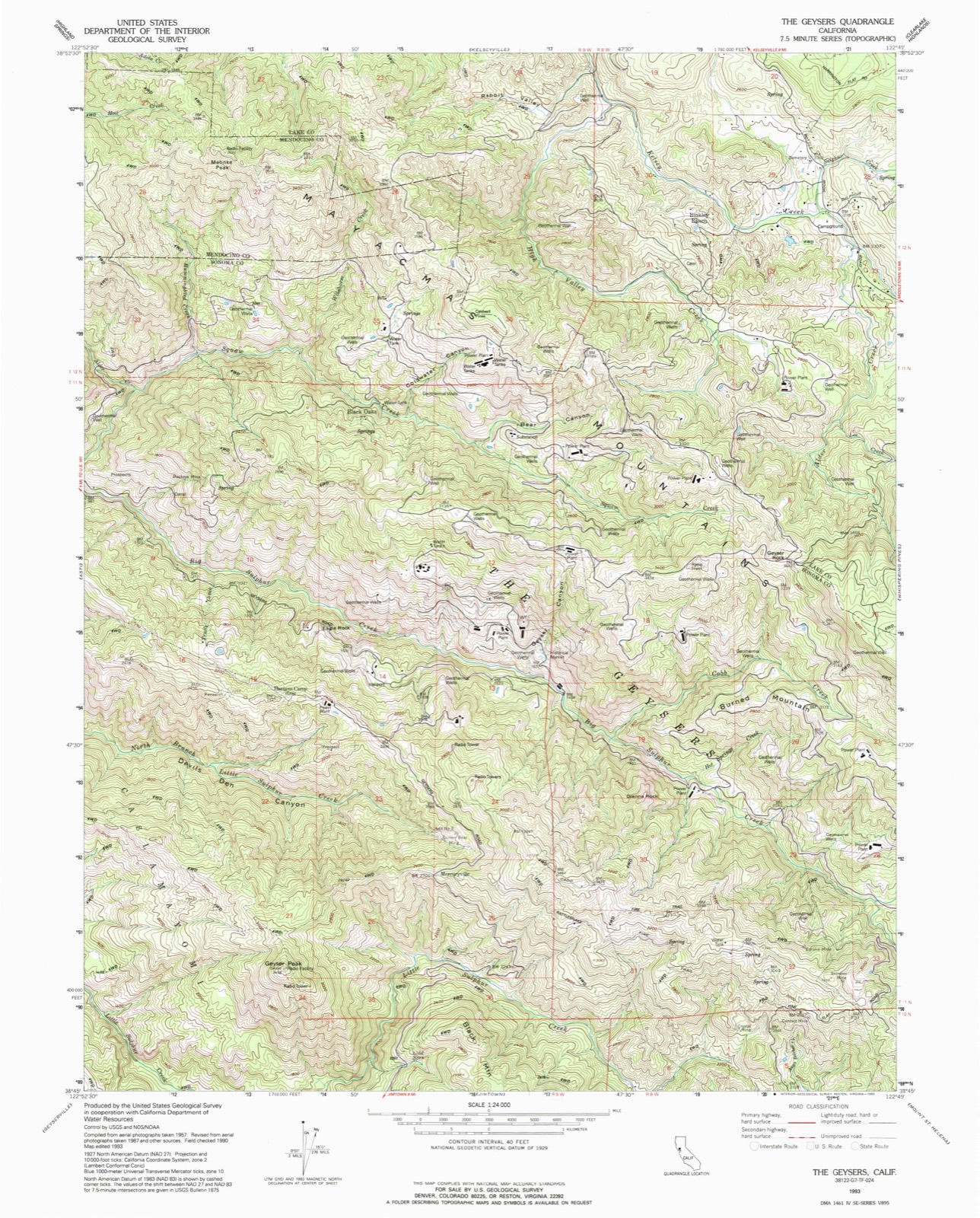 Topographic sheet of Mercuryville, surveyed 1993