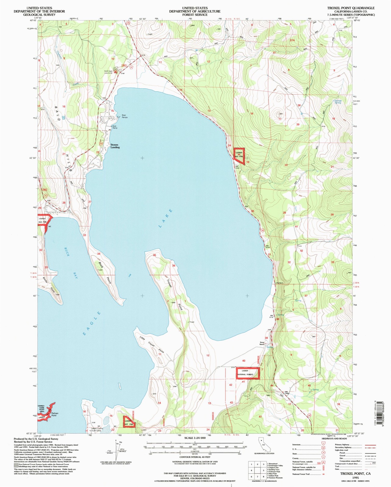 Topographic sheet of Stones Landing, surveyed 1995