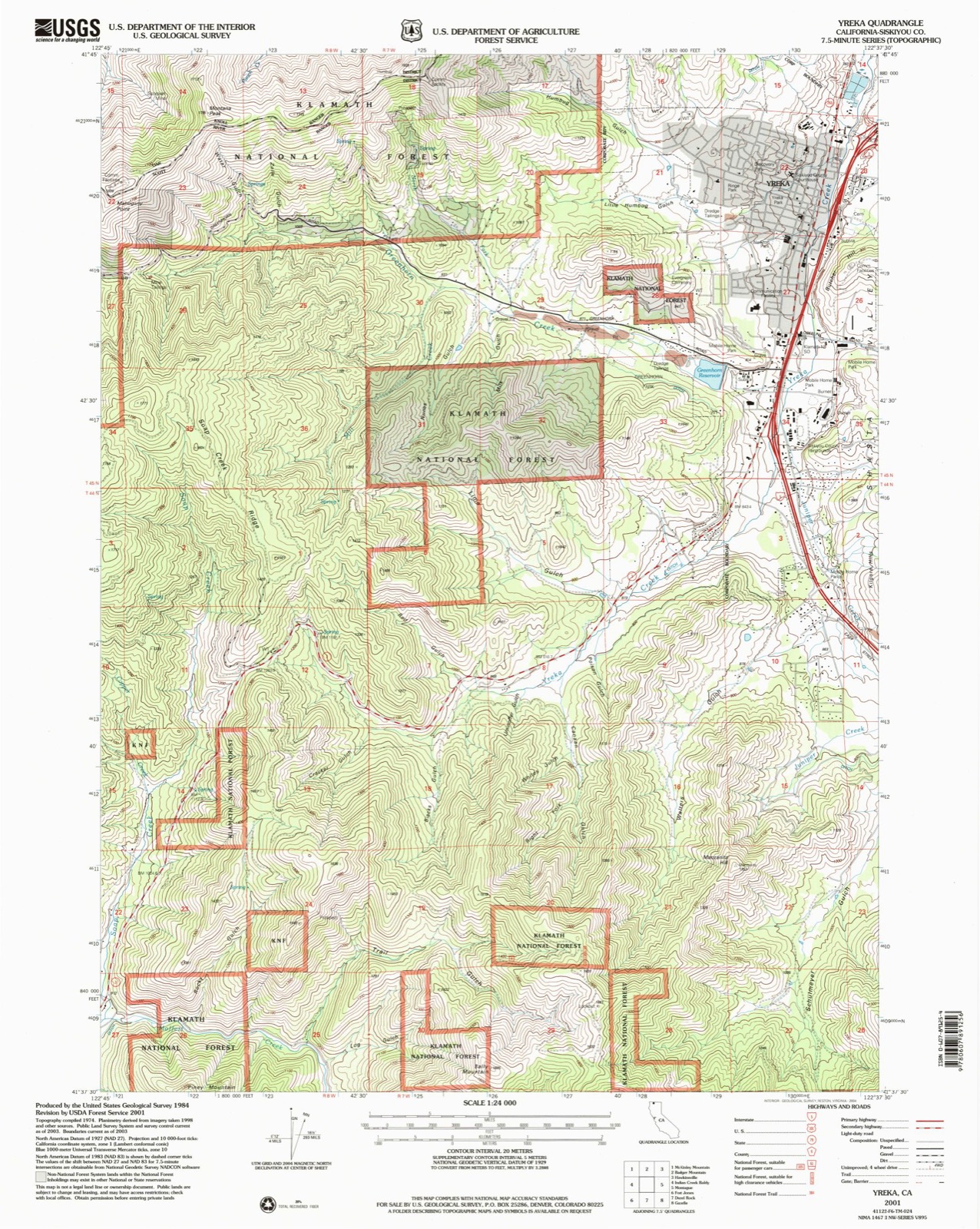 Topographic sheet of Yreka, surveyed 2001