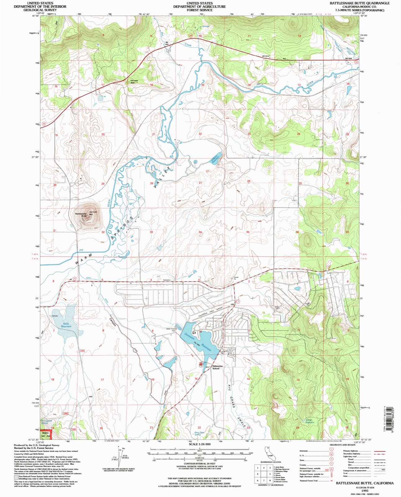 Topographic sheet of California Pines, surveyed 1993