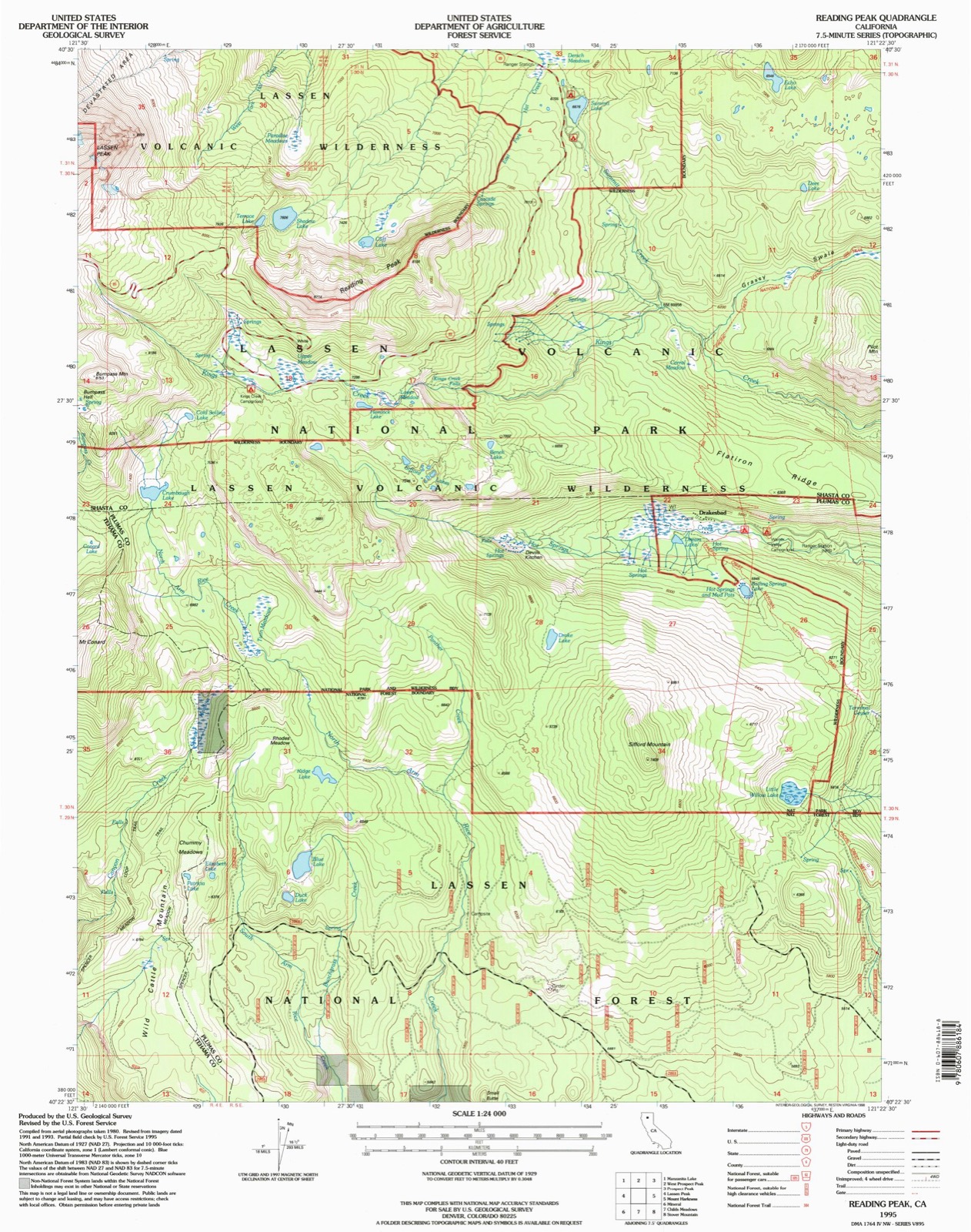 Topographic sheet of Drakesbad, surveyed 1995
