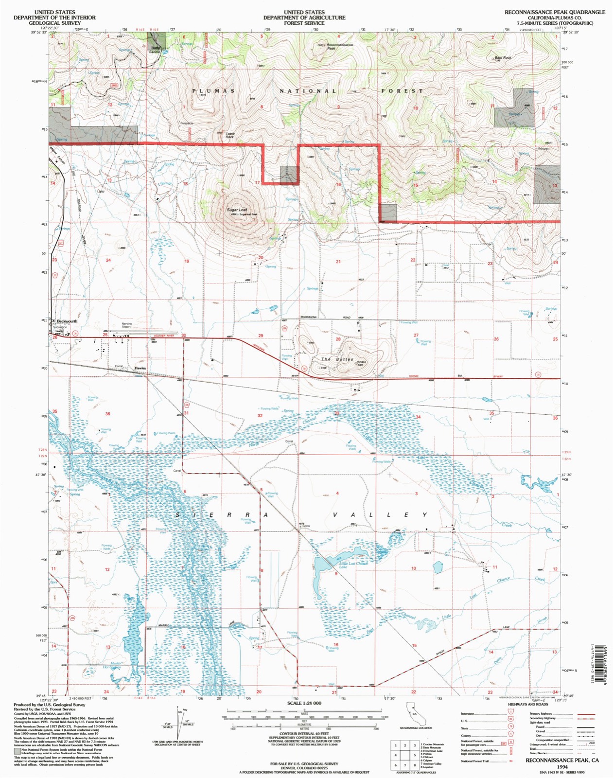 Topographic sheet of Hawley, surveyed 1994
