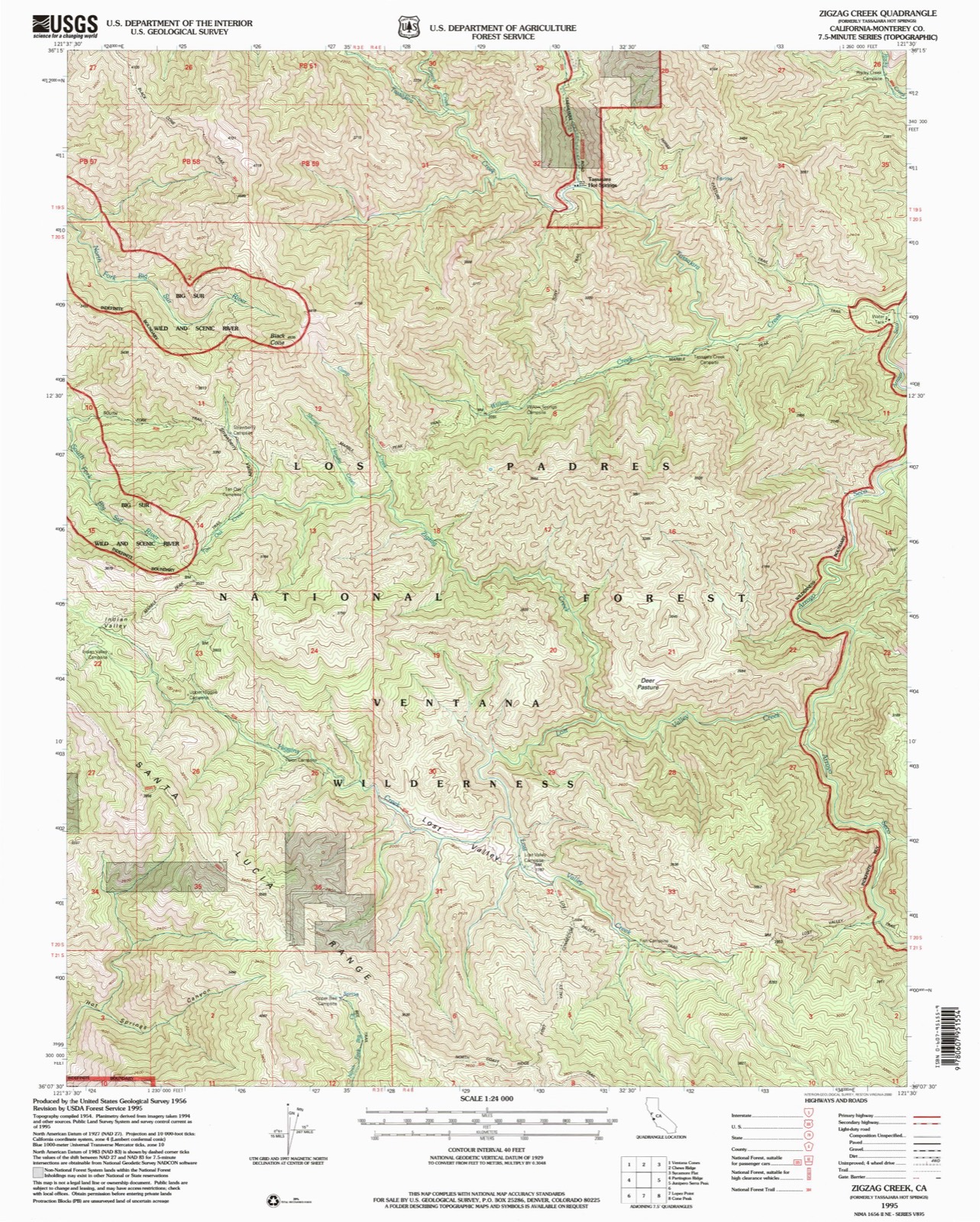 Topographic sheet of Tassajara Hot Springs, surveyed 1995