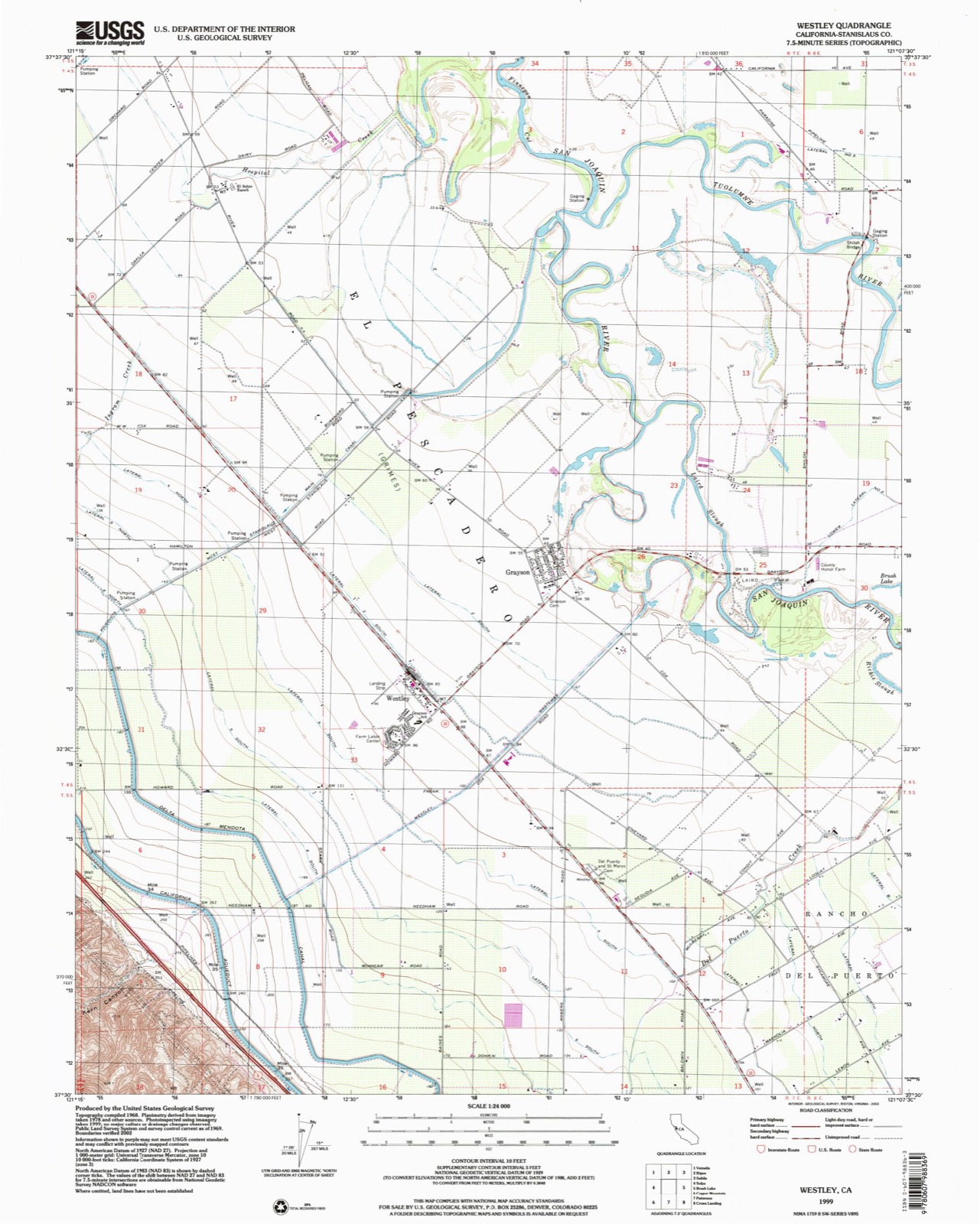Topographic sheet of Tuolumne City (historical), surveyed 1999
