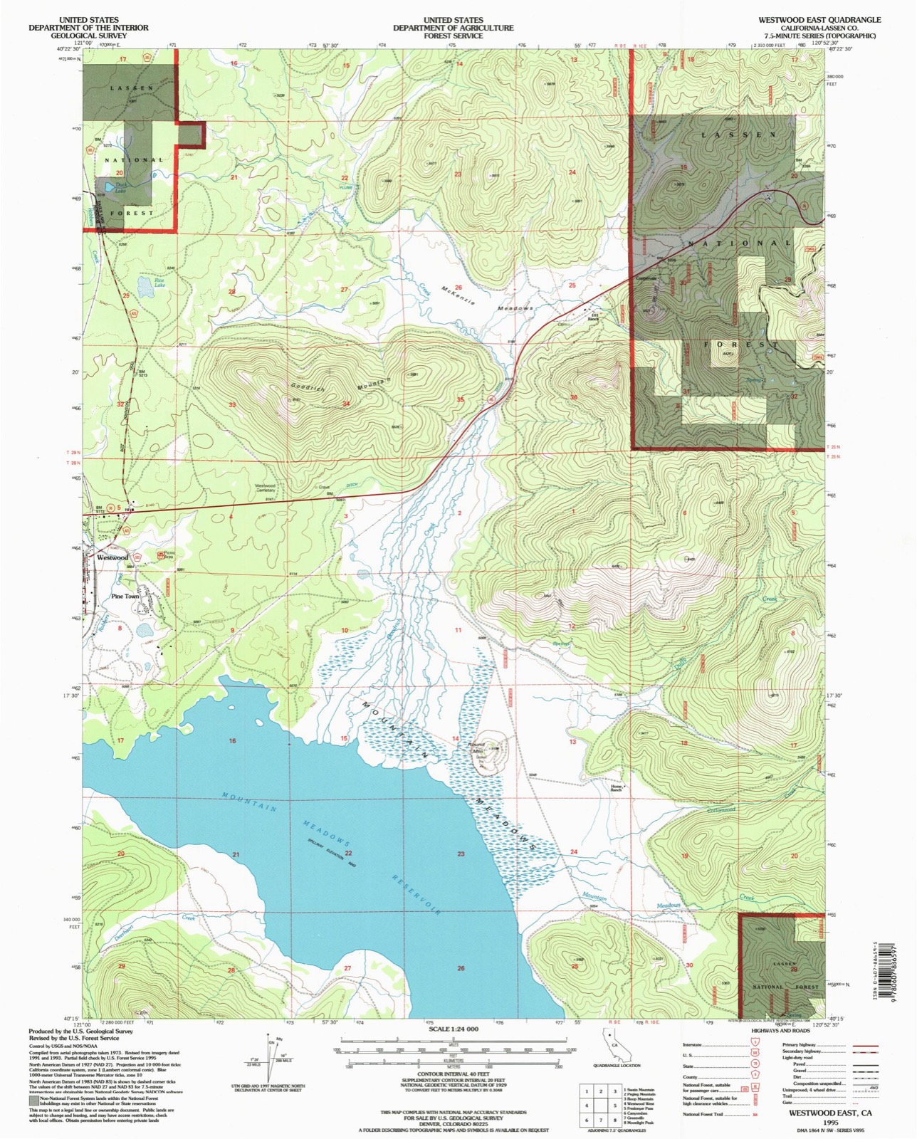 Topographic sheet of Pine Town, surveyed 1995