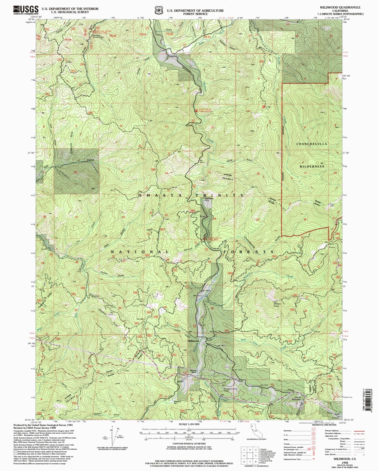 Topographic sheet of Wildwood, surveyed 1998