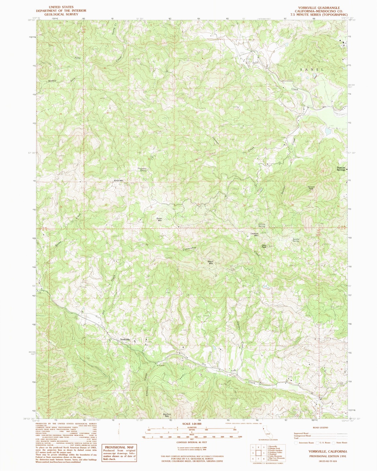 Topographic sheet of The Oaks, surveyed 1991