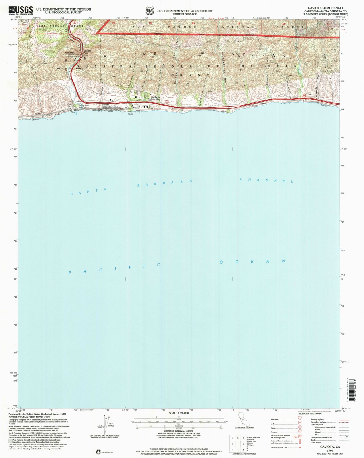Topographic sheet of Gaviota, surveyed 1995