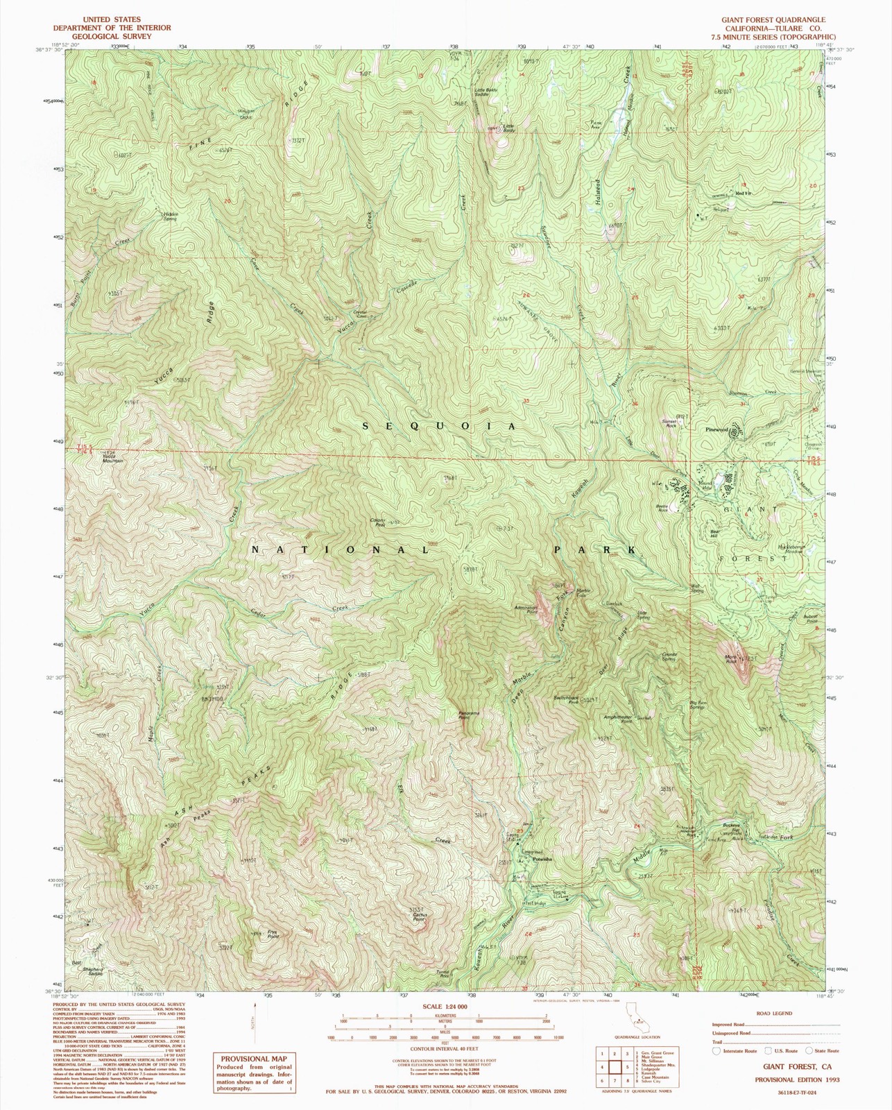 Topographic sheet of Potwisha, surveyed 1993