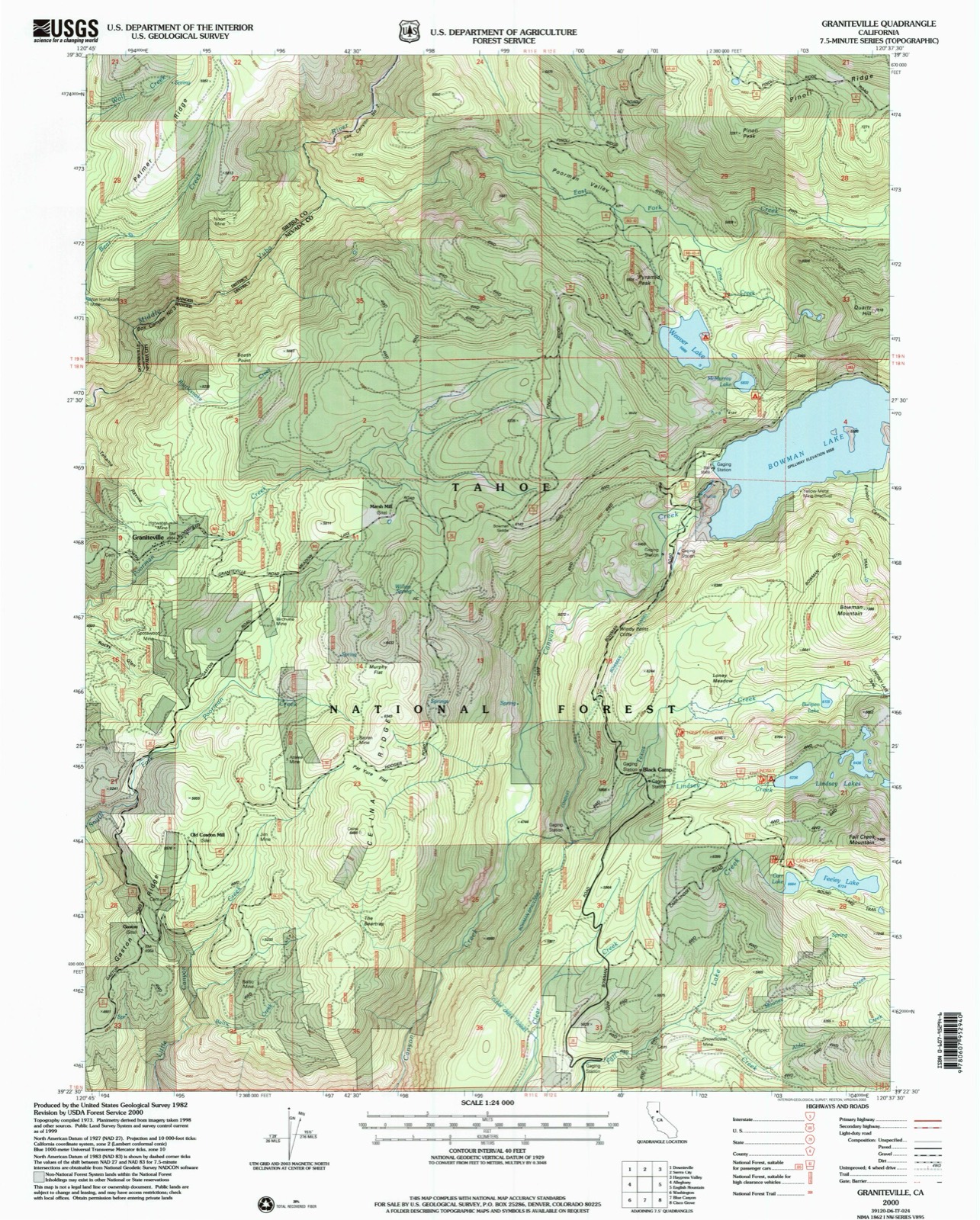 Topographic sheet of Graniteville, surveyed 2000