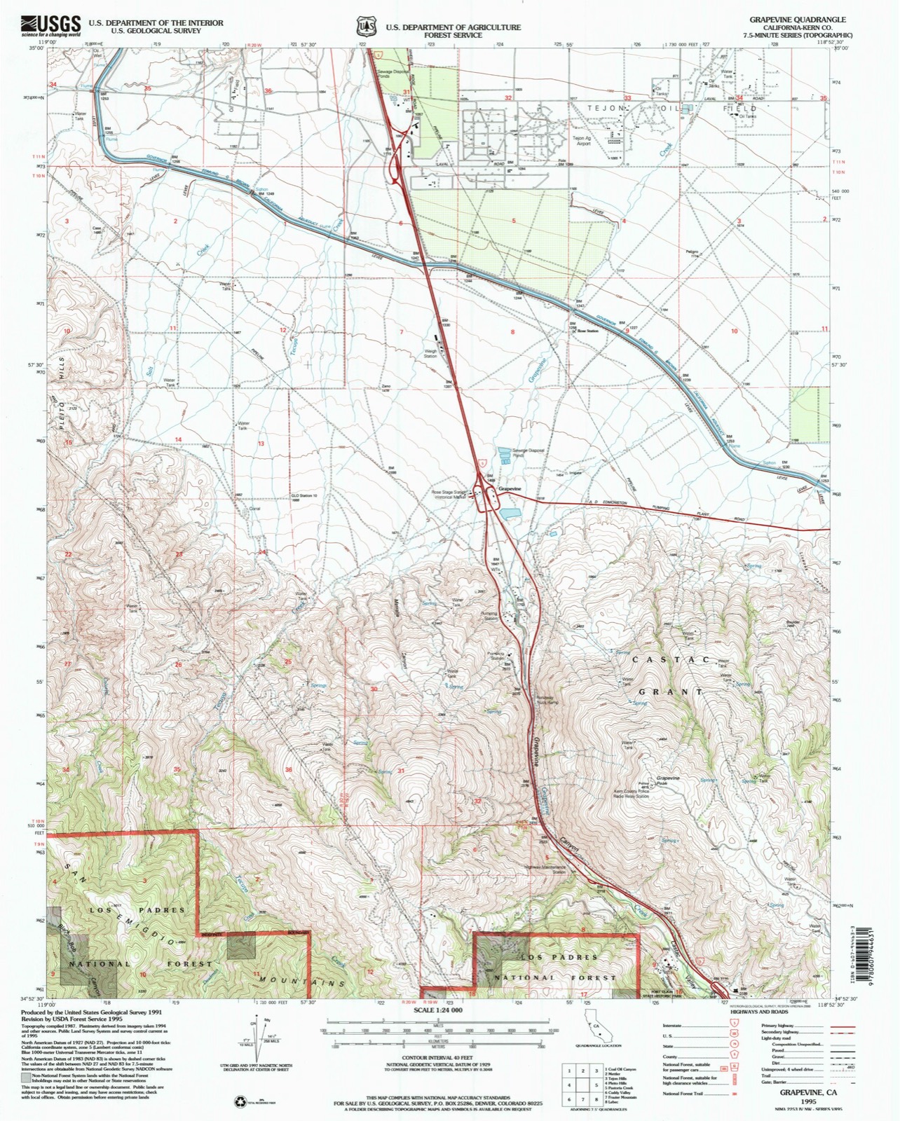 Topographic sheet of Grapevine, surveyed 1995