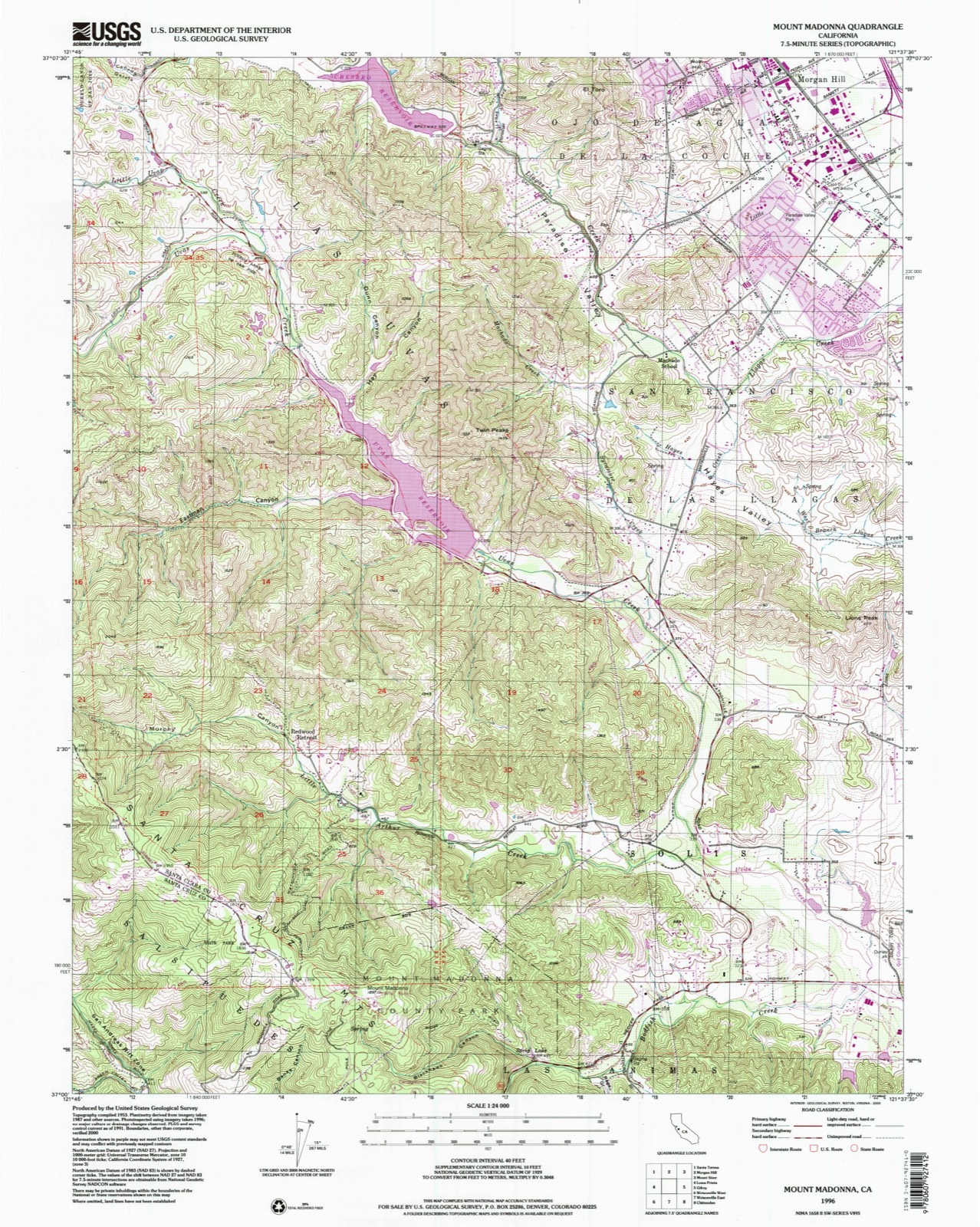 Topographic sheet covering Frank Norris Cabin, surveyed 1996