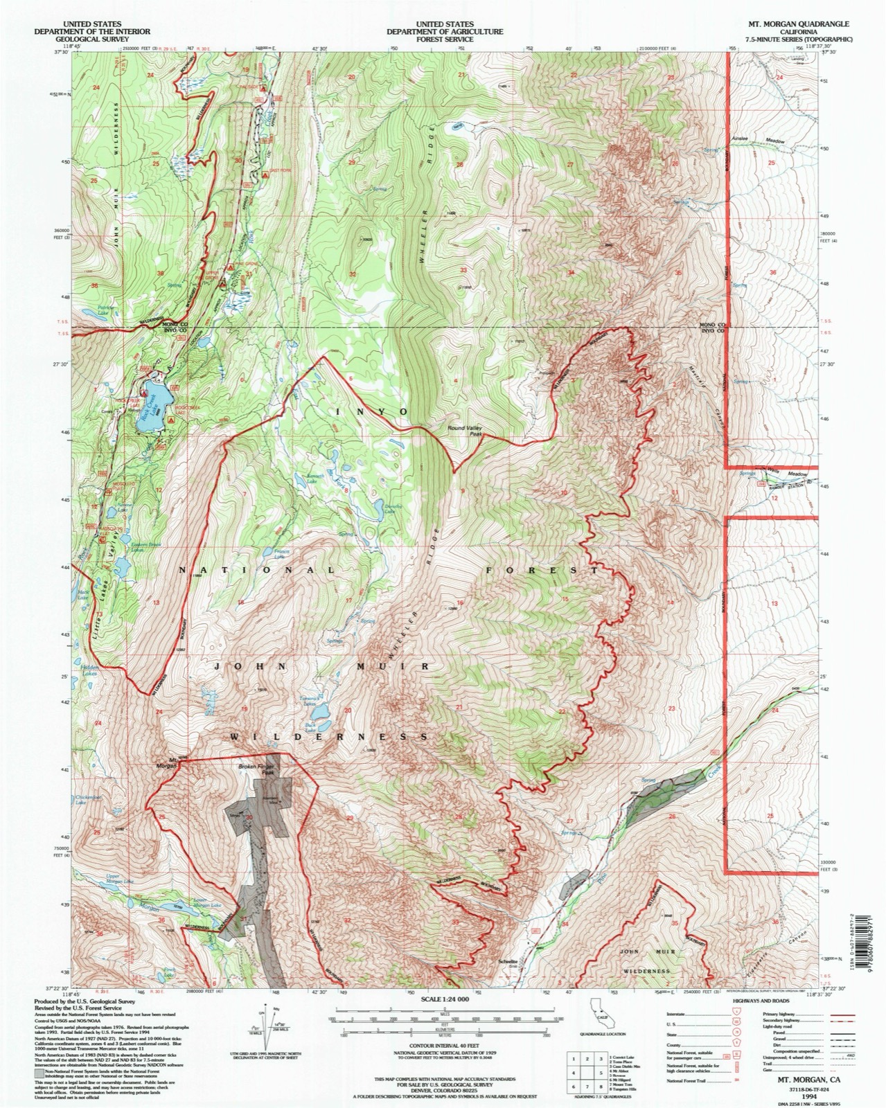 Topographic sheet of Scheelite, surveyed 1994