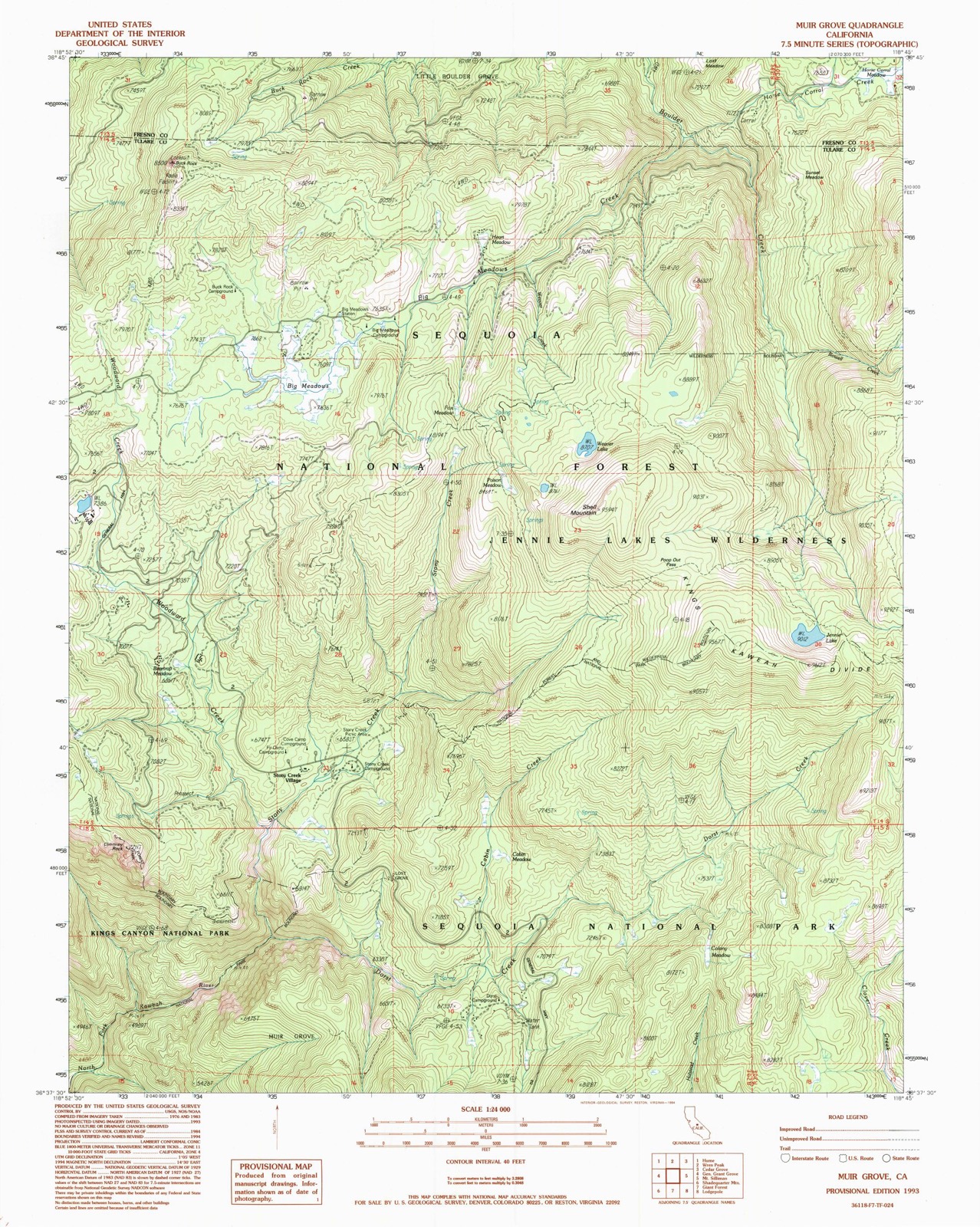 Topographic sheet covering Cabin Creek Ranger Residence and Dormitory, surveyed 1993