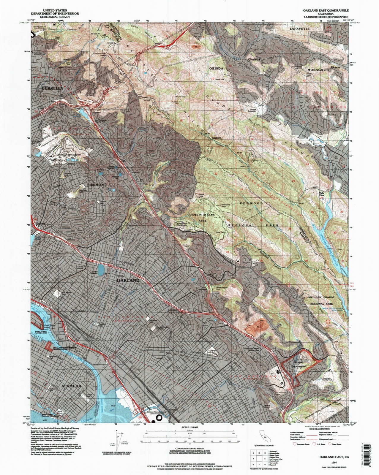 Topographic sheet of Alameda, surveyed 1997
