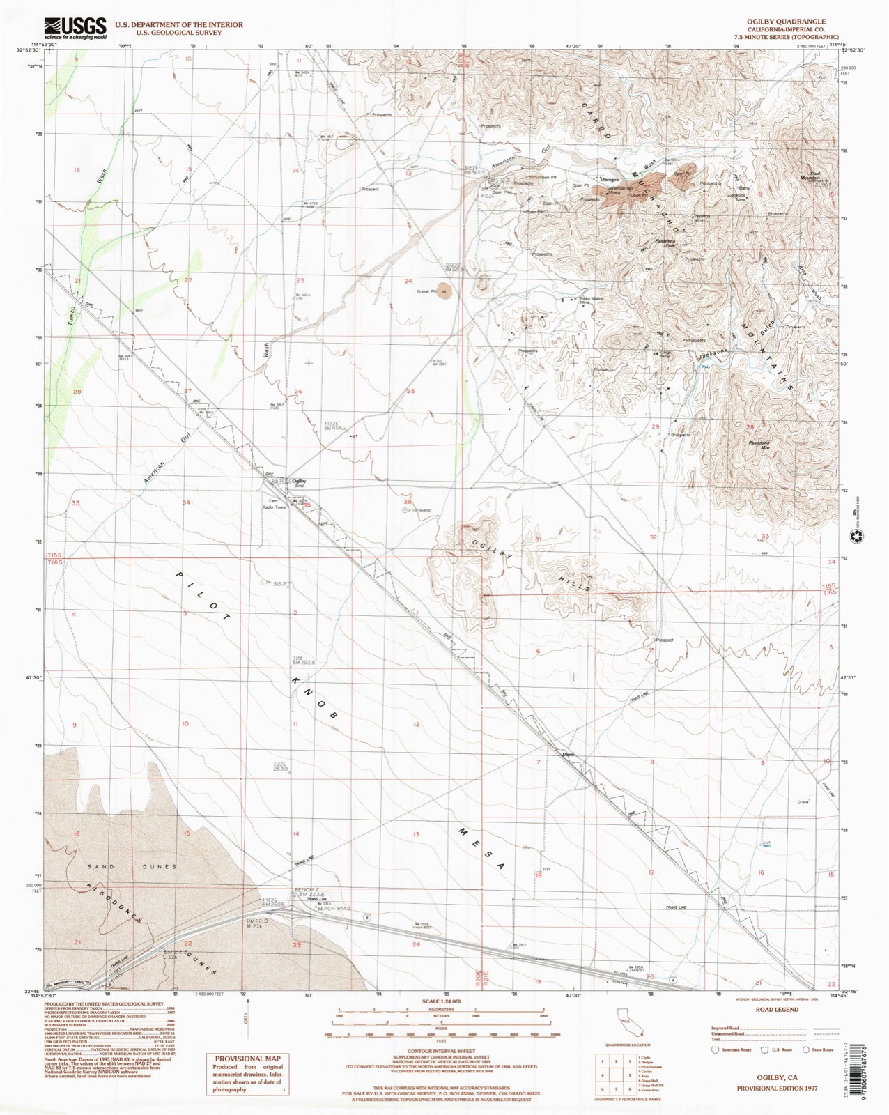 Topographic sheet of Ogilby, surveyed 1997