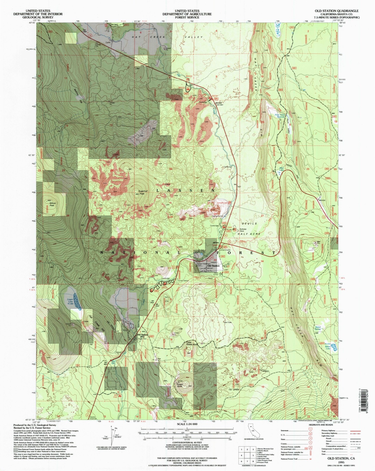 Topographic sheet of Old Station, surveyed 1995